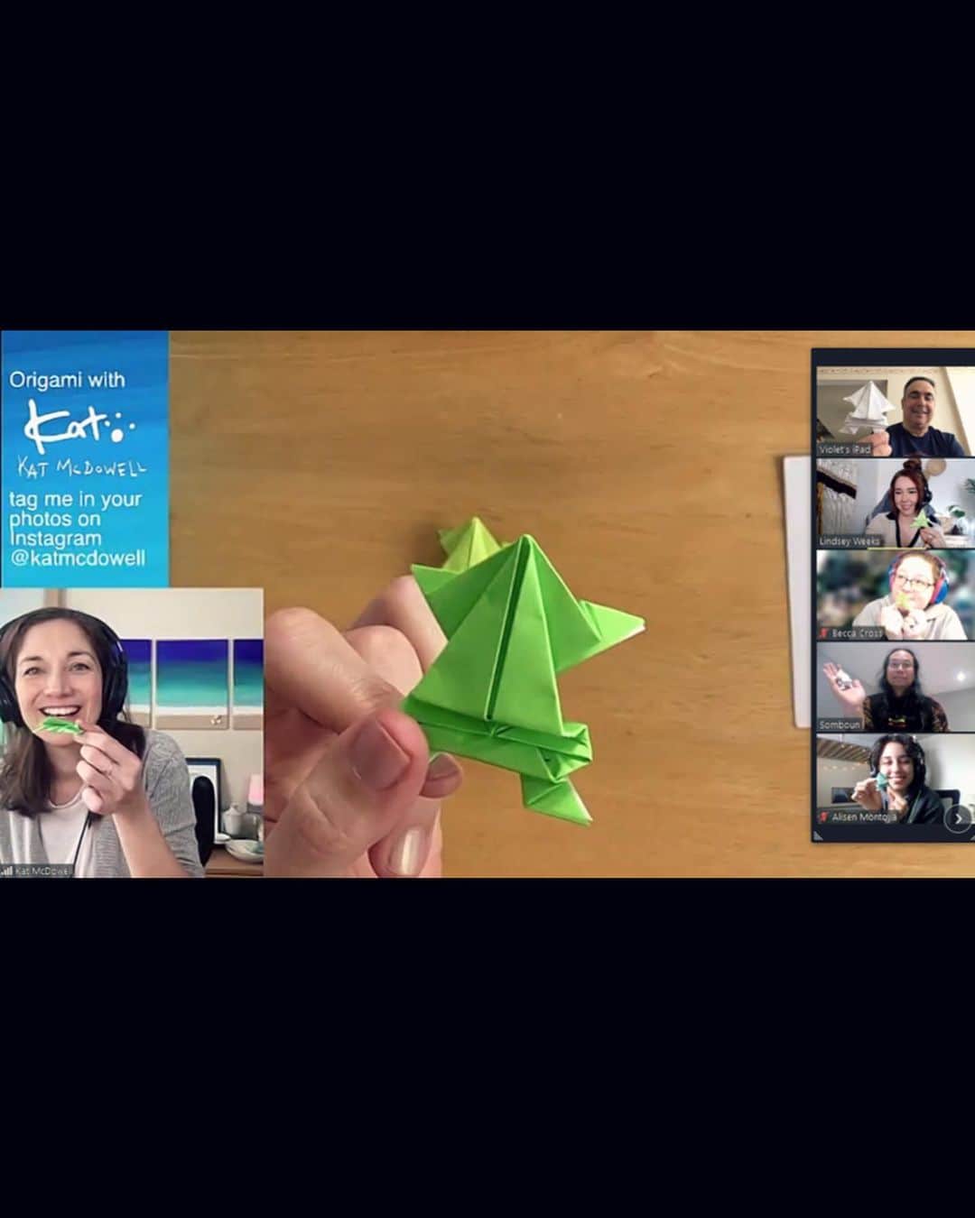 KATのインスタグラム：「Thank you to @pipeline_studios for inviting me to teach Origami as part of your team building events! I am having such a blast!   I have so many more of these workshops along with @academykintsugi and other Kintsugi workshops in May for AAPI month! It’s going to be a really fun May! 🙌🏼😆」
