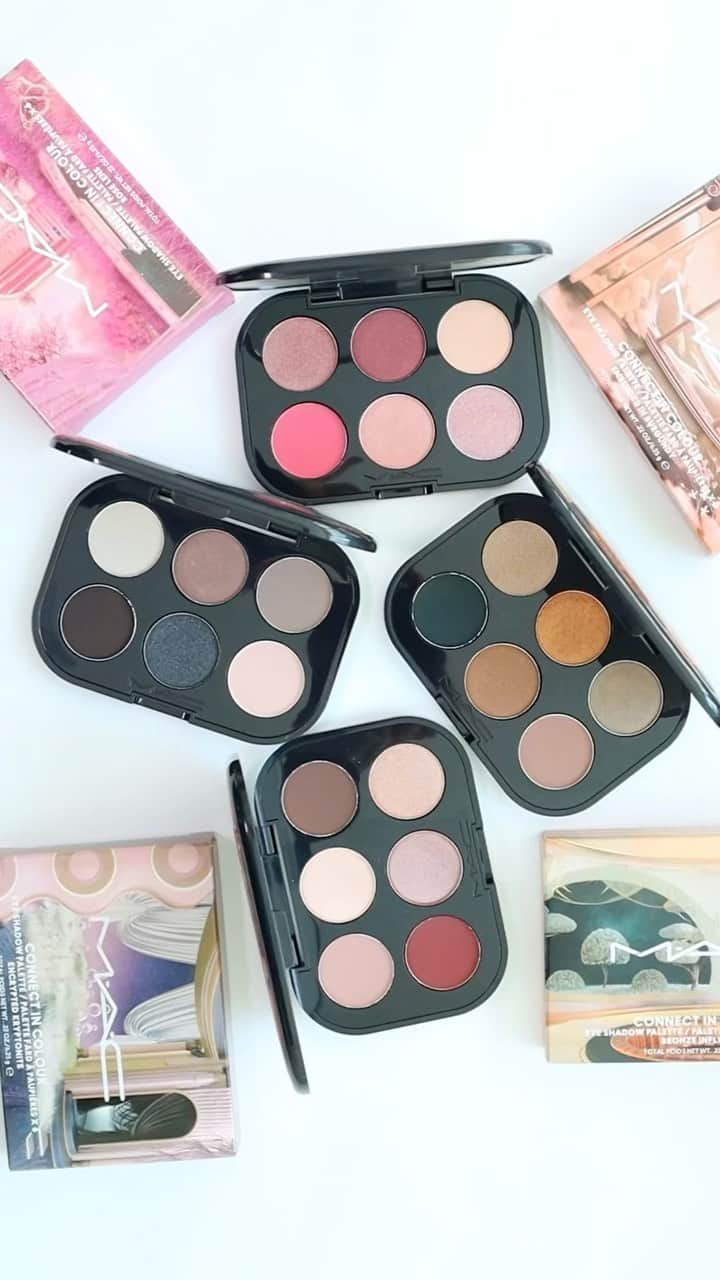 M∙A∙C Cosmetics Japanのインスタグラム：「＼オンライン＆全国発売中／ カラフルに、クリエイティブに🎨 よりクリーミーで、高発色、高密着の「コネクト イン カラー アイシャドウ パレット」✨ 6色アイシャドウパレット4種のスウォッチをチェック👀  ■コネクト イン カラー アイシャドウ パレット x 6 左上から時計回りに ✨エンベディッド イン バーガンディー ✨ブロンズ インフルエンス ✨ローズ レンズ ✨インクリプテッド クリプトナイト  今なら、対象製品を含む税込11,000円以上のお買い上げで、｢4in1 メイクブラシ｣をプレゼント🎁 (数量限定なくなり次第終了) 【対象店舗・対象製品】 ■M·A·C カウンター全店舗 :アイシャドウパレット全製品 ■M·A·C 公式オンラインショップ : コネクト イン カラー アイシャドウ パレット x 6　全4種、 コネクト イン カラー アイシャドウ パレット x 12　全3種 ※コネクト イン カラー アイシャドウ パレット以外のアイパレットは、プレゼント対象外となります  ＼メイクアップサービス体験キャンペーン実施中／ 5月7日(日)までの期間中、対象のメイクアップサービスを予約＆ご体験いただくと、｢フィックス+ オリジナル (13ml)｣をプレゼント👀 公式オンラインショップのメイクアップサービスページをチェック✨  #MACコネクトインカラー #MACCONNECTINCOLOUR #次世代アイパレット #MACアイシャドウ」