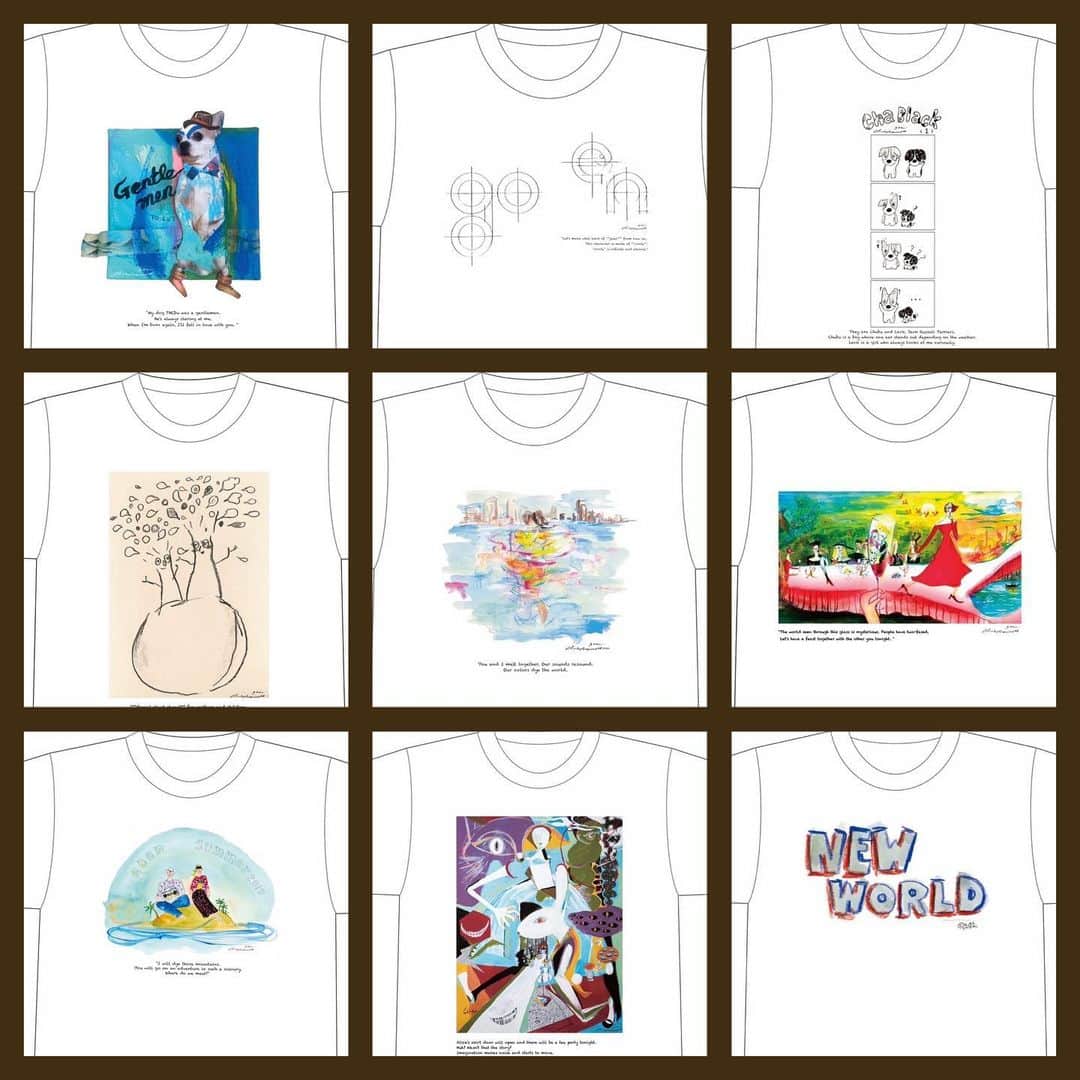 のインスタグラム：「ゴールデンウィークからスタート！ この夏特別企画‼️  goen° NEW WORLD  森本千絵の原画Tシャツ限定販売  わかる人にはわかってしまう？！  アートワーク、MV、広告、空間、ロゴのアイデアスケッチから原画まで あの絵！この絵！がTシャツに！！  50点の原画がTシャツになります。Ateliergoen°の店舗には原画も展示！  それぞれ数点しかプリントしないので、 売り切れ次第、受注販売となり １週間後引き取りとなります！  ぜひ、いらしてください。  #goen #Ateliergoen #tshirts #goldenweek #summer #new #japan #design #art #idea #drawing #music #advertisement #daikanyama #tokyo #special #sale #chiemorimoto #paint」