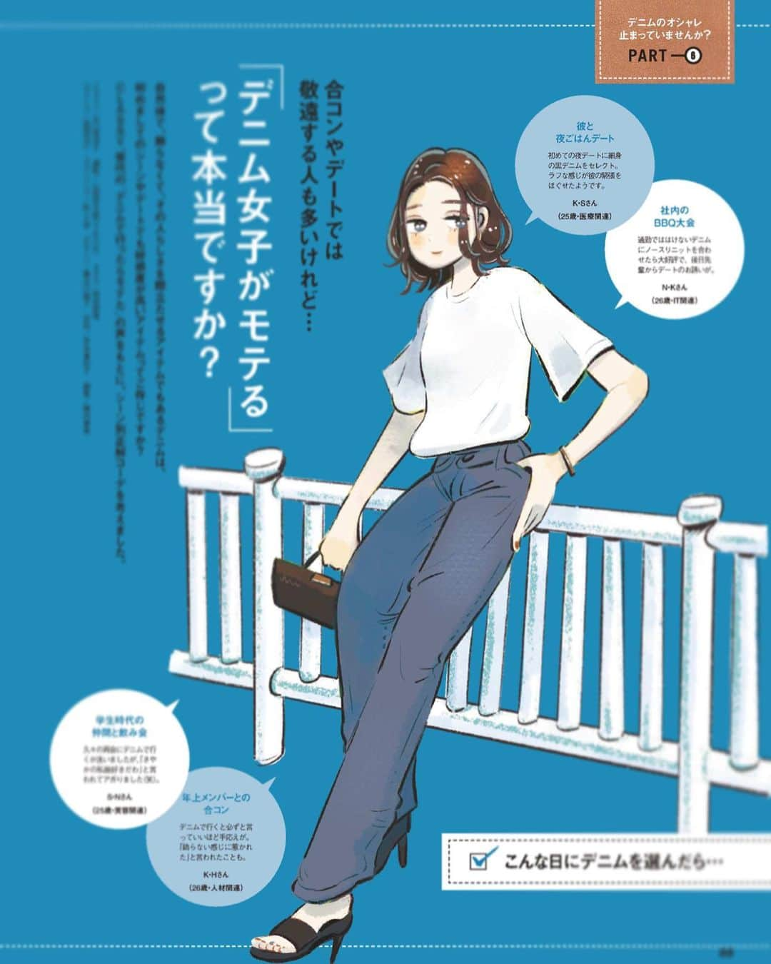 谷口菜津子のインスタグラム：「CLASSY 6月号にイラストが掲載されています！ ファッション誌に大きくイラストが載るのは初なので嬉しかったです〜」