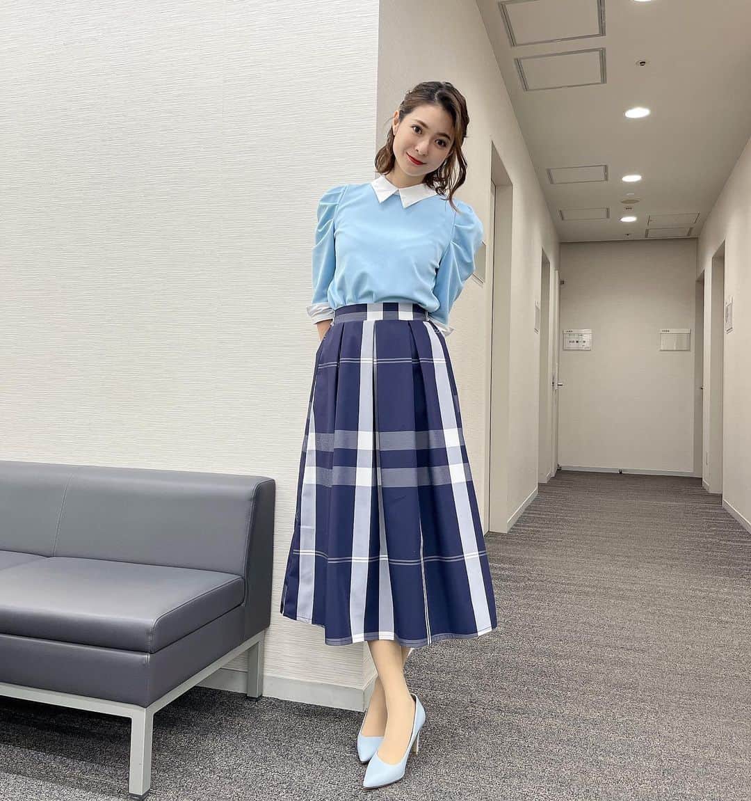 住田紗里のインスタグラム：「木曜日のグッド！モーニングの衣装です☀️  トップス clear（@clear.official）  スカート Million Carats（@millioncarats_official）  #グッドモーニング#衣装#clear#millioncarats#テレビ朝日#テレ朝#テレビ朝日アナウンサー#アナウンサー#住田紗里」
