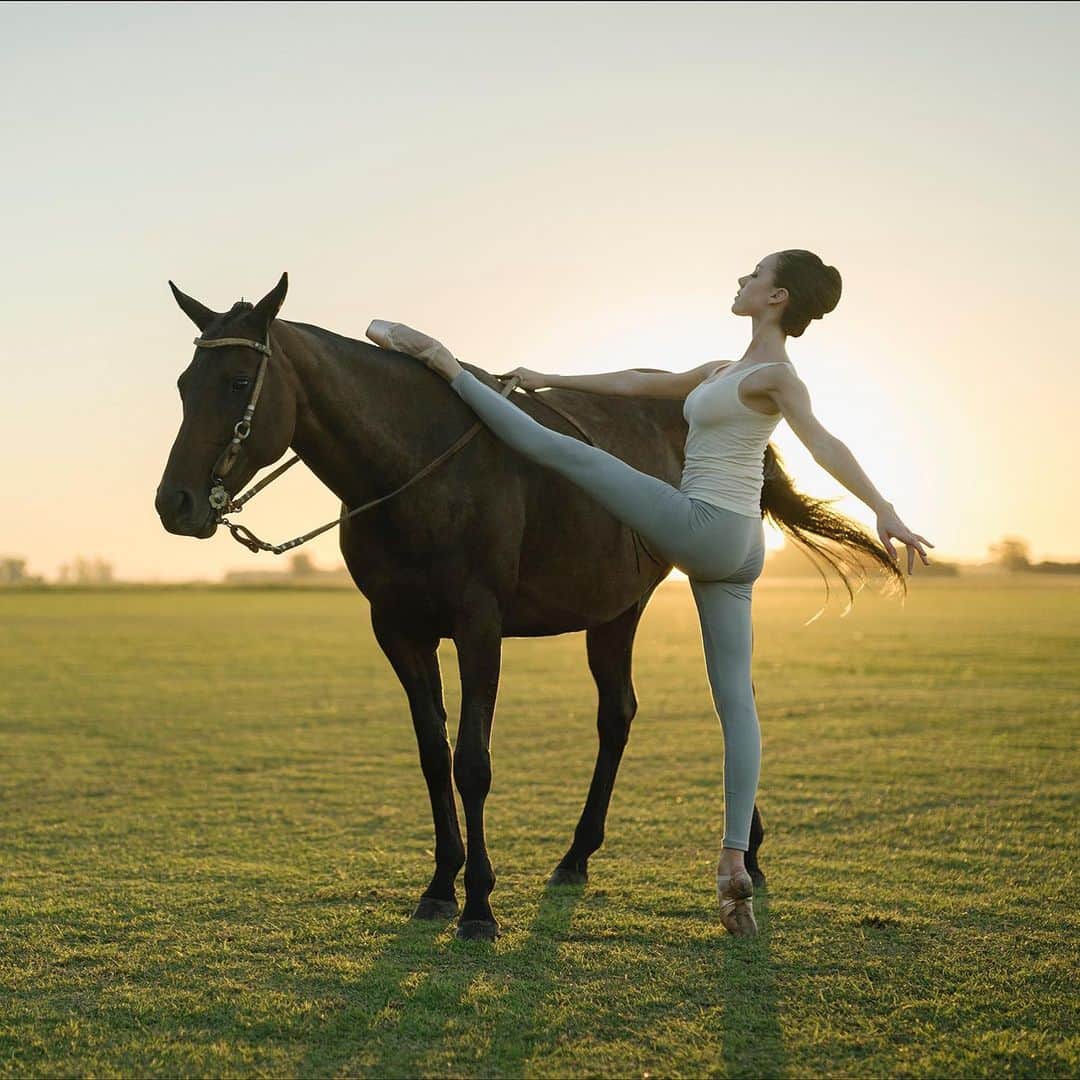 ballerina projectのインスタグラム：「𝐊𝐚𝐭𝐢𝐞 𝐁𝐨𝐫𝐞𝐧 in General Las Heras Buenos Aires Province. 🐎🩰  @katieboren1 #kathrynboren #ballerinaproject #generallasheras #buenosairesprovincia #ballerina #ballet #dance #horse #sunset #wolford.   Ballerina Project 𝗹𝗮𝗿𝗴𝗲 𝗳𝗼𝗿𝗺𝗮𝘁 𝗹𝗶𝗺𝗶𝘁𝗲𝗱 𝗲𝗱𝘁𝗶𝗼𝗻 𝗽𝗿𝗶𝗻𝘁𝘀 and 𝗜𝗻𝘀𝘁𝗮𝘅 𝗰𝗼𝗹𝗹𝗲𝗰𝘁𝗶𝗼𝗻𝘀 on sale in our Etsy store. Link is located in our bio.  𝙎𝙪𝙗𝙨𝙘𝙧𝙞𝙗𝙚 to the 𝐁𝐚𝐥𝐥𝐞𝐫𝐢𝐧𝐚 𝐏𝐫𝐨𝐣𝐞𝐜𝐭 on Instagram to have access to exclusive and never seen before content.」