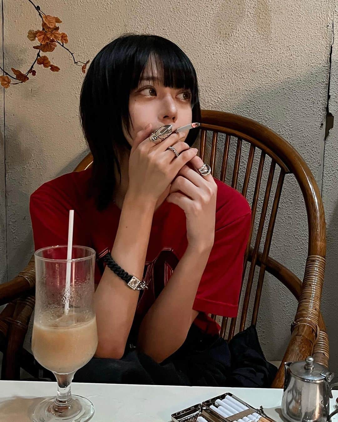 櫻子さんのインスタグラム写真 - (櫻子Instagram)「赤も似合う？❤️‍🔥」4月30日 21時34分 - rako_bear_