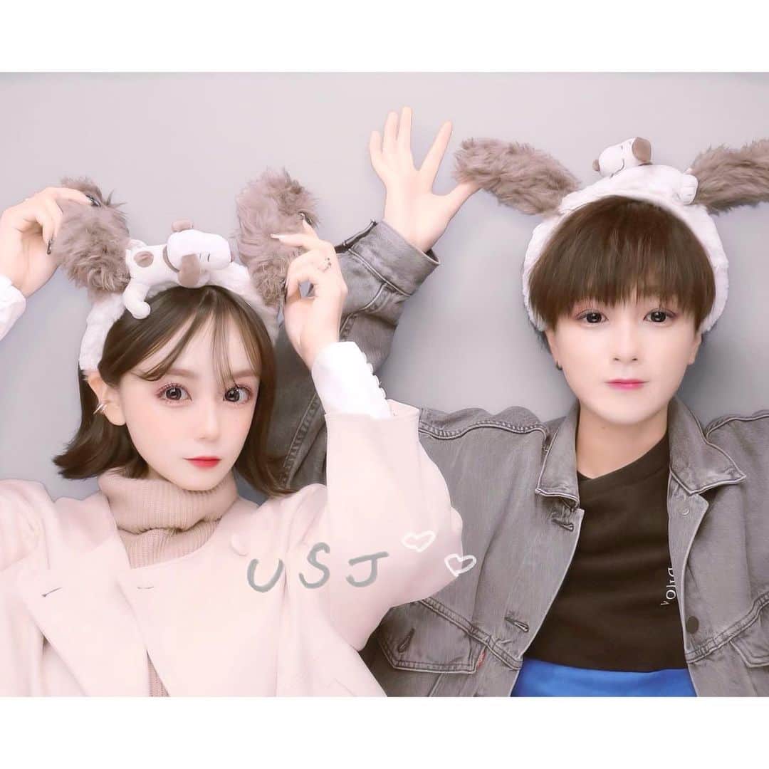 小瀬黎奈のインスタグラム：「まひ載せてたから載せるこの前行ったユニバの🐶🤍」
