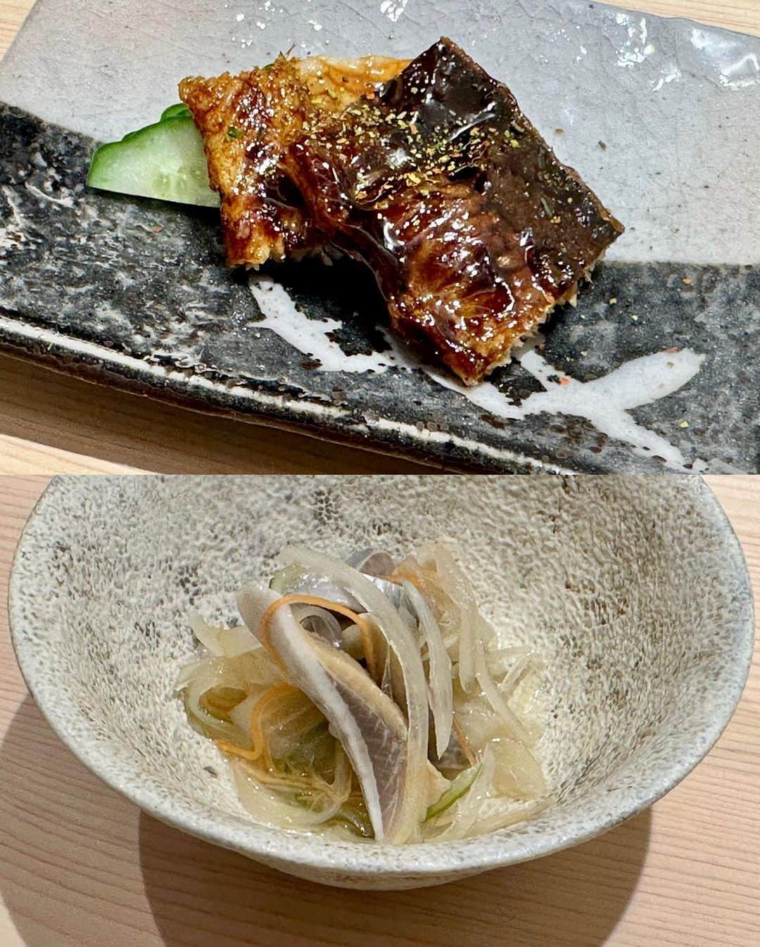 秋山具義さんのインスタグラム写真 - (秋山具義Instagram)「『鮨 西崎』６回目！ ⁡ 西崎大将の魚への向き合いかたは本当に素晴らしく、全てが最高に美味しい！ どんどん寿司の凄みが出てきています！ 日本酒の選び方もすごく良い！ ⁡ ⁡ つまみは、 煮蛸 アサリ出汁と海苔の茶碗蒸し 本鱒 真鯛 生の水蛸 お造り 白バイ貝の酒煮 鰯の酢の物 蛍烏賊の有馬煮とあいなめ皮炙り あん肝 焼き穴子 お椀 卵焼き ⁡ 握りは、 春子鯛の昆布締め 6枚ミルフィーユ白烏賊 煮蛤 白甘鯛の昆布締め 金目鯛漬け 本鮪の赤身 血合いぎしニ柵隣の中トロ 強めに〆た小肌 車海老 藁で燻した黒むつ 宮城県のムラサキ雲丹 穴子 ⁡ 追加で、 トロタク巻き カッパ巻き ⁡ #鮨西崎 #具義寿司2023 #具義東北沢2023」4月30日 23時09分 - gugitter