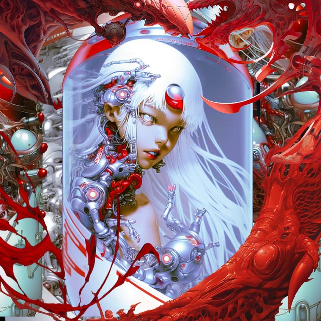 グライムスのインスタグラム：「This is music for machines This is what I see in dreams Quantify the melody Ones and zeros set you free Re-imagine empathy  Brand new ways that life can be  Raver singularity  This is music for machines  3 weeks (ish) (give or take a few days)   @anyma @illangelo @joyodyssey」