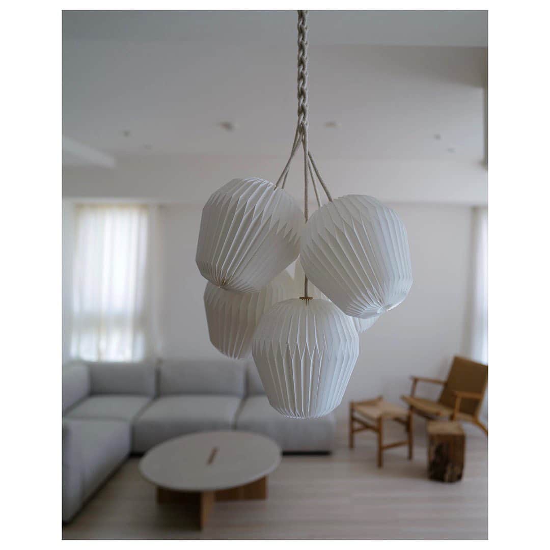 JUNNAのインスタグラム：「⚡︎ @le_klint_lighting  @yoshimi_725 夫妻が取り付けてくれた思い出の💡  ５頭バラバラに点灯できて2頭つけたり、3頭つけたりグラデーション点灯してみたり  夜はとってもムーディー🌝  TOKYO HOUSE #leklint#junna🏠#only」