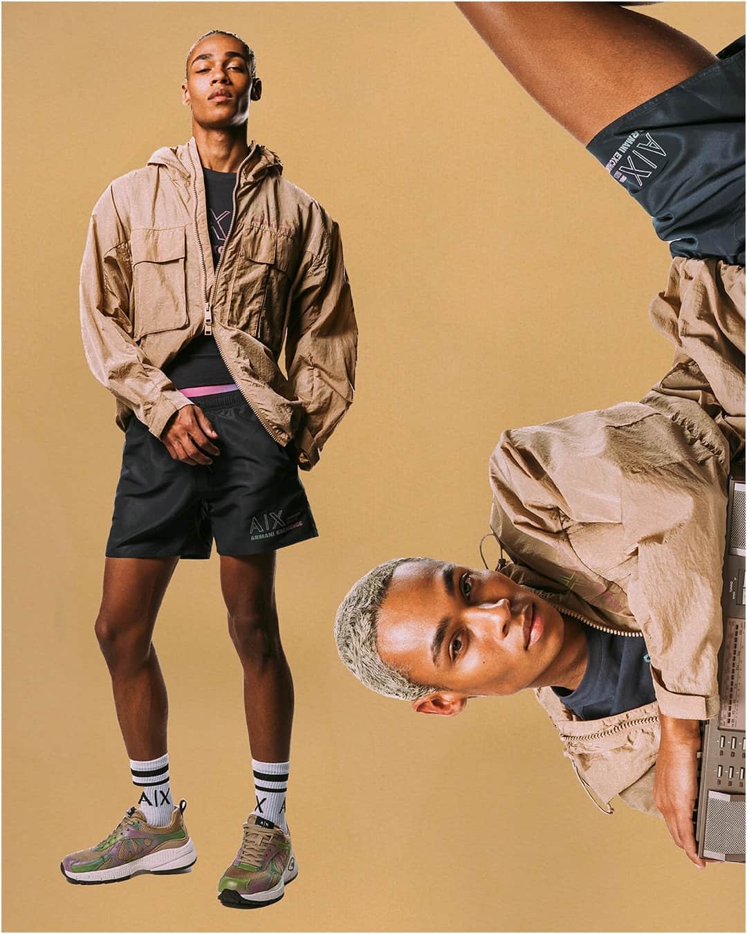 ジョルジオアルマーニのインスタグラム：「Discover A|X Armani Exchange #AXss23 latest arrivals⁣ ⁣ Photo @doppia.a⁣ Model @antonomondi_」