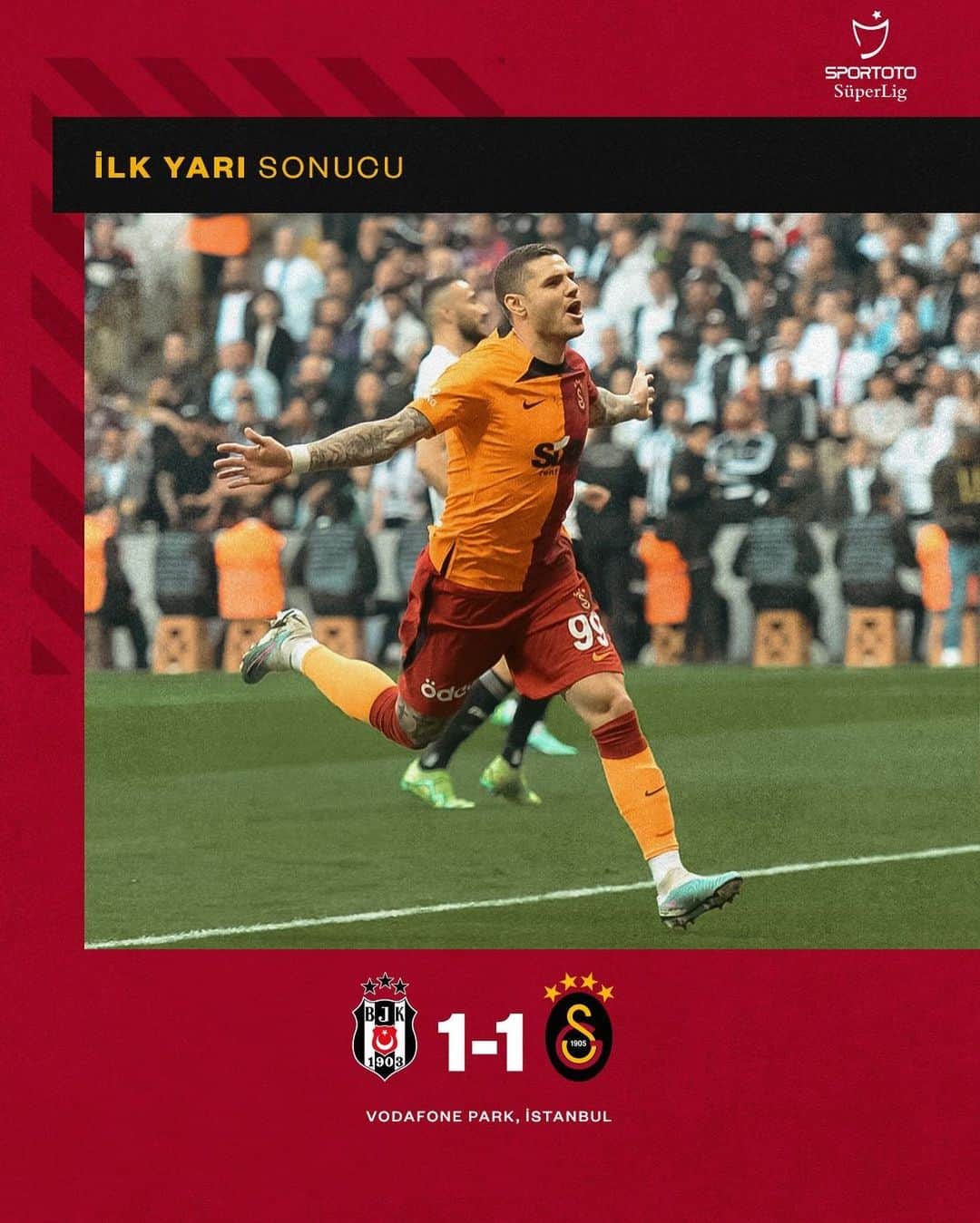 ガラタサライSKさんのインスタグラム写真 - (ガラタサライSKInstagram)「İlk yarı sonucu: Beşiktaş 1-1 Galatasaray  #BJKvGS」5月1日 1時53分 - galatasaray