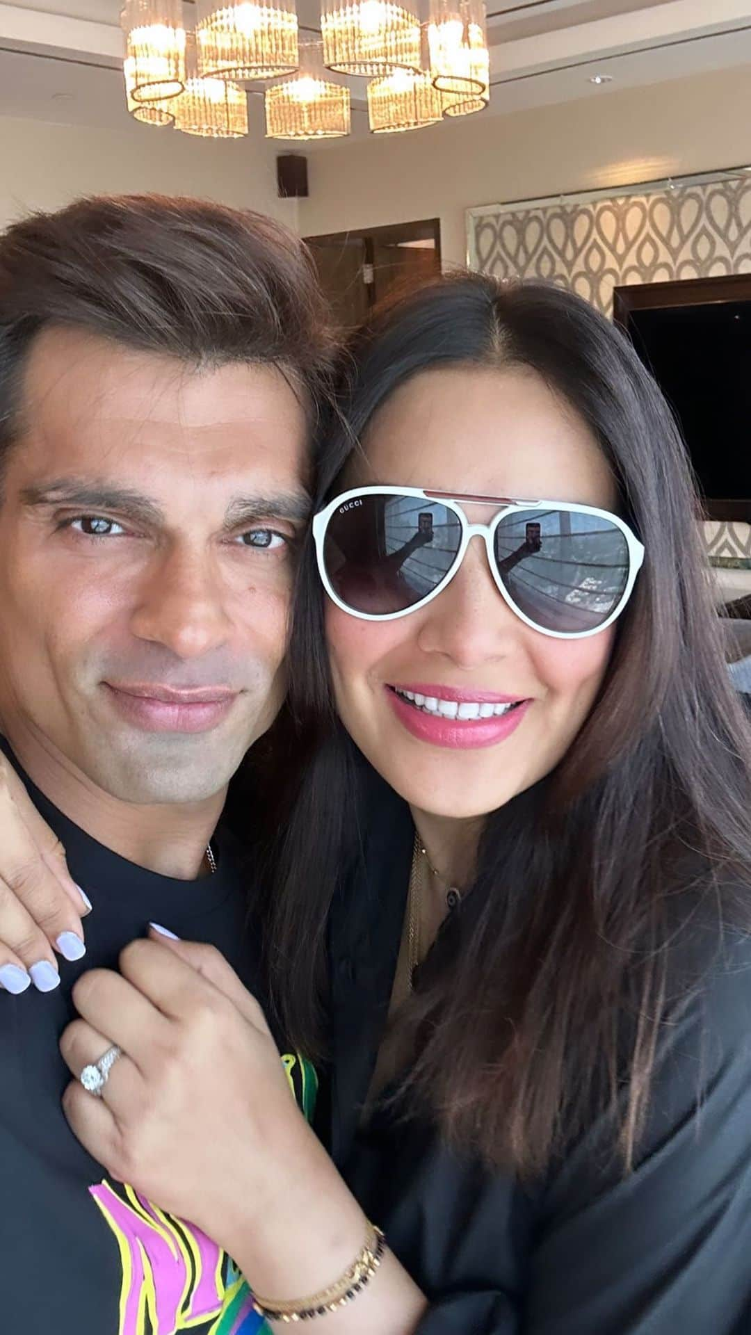 ビパシャ・バスーのインスタグラム：「7 beautiful years together as husband and wife ❤️🧿 Happy Anniversary my love ❤️  #monkeylove #monkeyversary  #brunch #settemara #stregismumbai #mybestfriend」