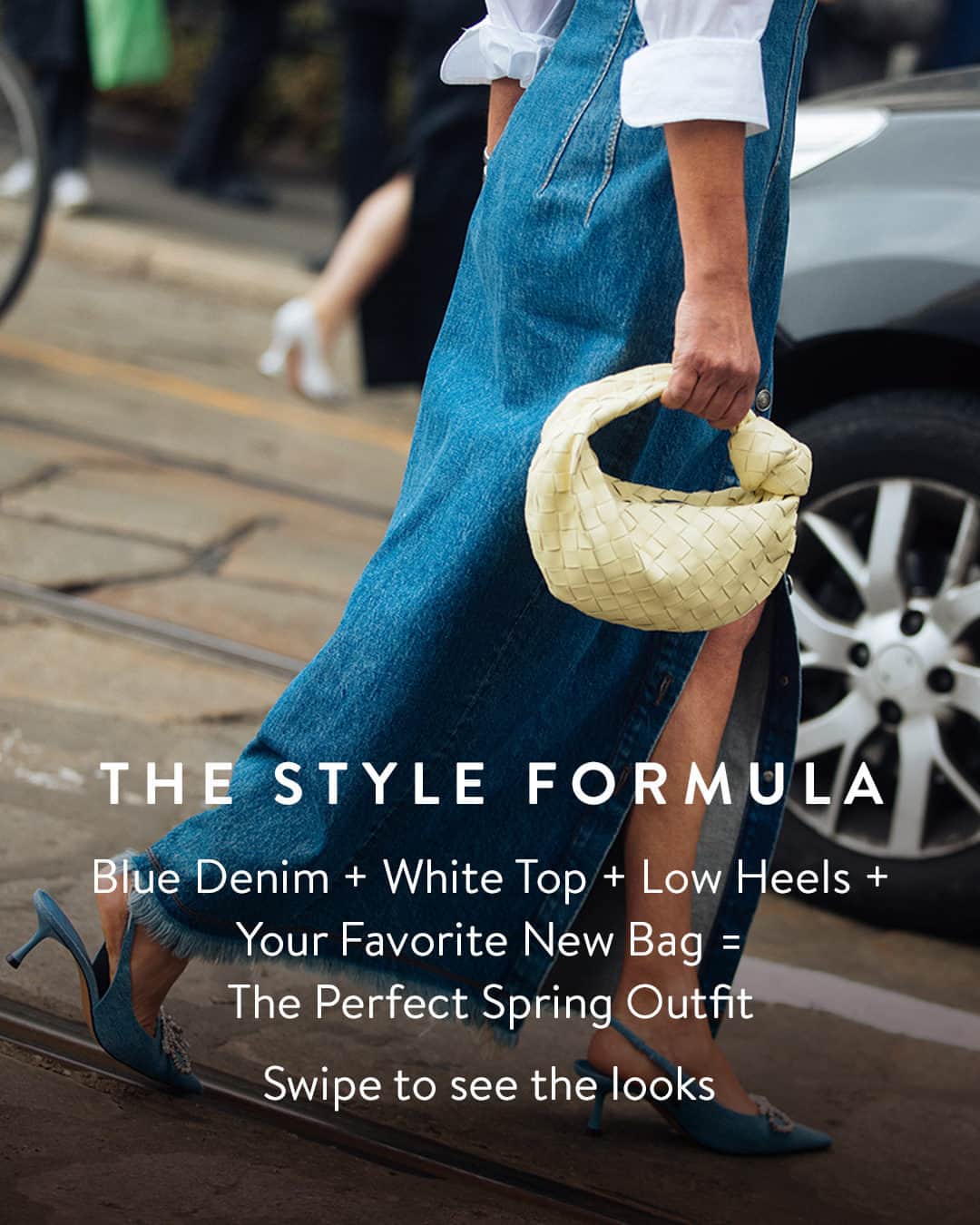Nordstromのインスタグラム：「THE STYLE FORMULA: swipe right for easy spring-outfit inspiration. Just these 3 pieces + your new favorite bag! Click each slide to shop.​  ​  ​  ​  A.L.C. Gianna Square Neck Linen Blend Crop Top – Item 7560068​  rag & bone Sukato Denim Skirt – Item 7385749​  Amina Muaddi Camelia Pointed Toe Slingback Pump – Item 7434012​  ​  Isabel Marant Vigo Calfskin Suede Baguette Shoulder Bag – Item 7516257​  FRAME Ultra High Waist Barrel Leg Jeans – Item 6873236​  Saint Laurent Gippy Dream Kitten Heel Slide Sandal – Item 7446347​  ​  Chloé Large Marcie Raffia Tote – Item 7501032​  Favorite Daughter The Tommy High Waist Nonstretch Denim Cutoff Bermuda Shorts – Item 7563242​  R13 Oversize Drop Neck Crop Button-Up Shirt – Item 7529952​  Larroudé Portofino Ankle Wrap Strappy Sandal – Item 7633348」