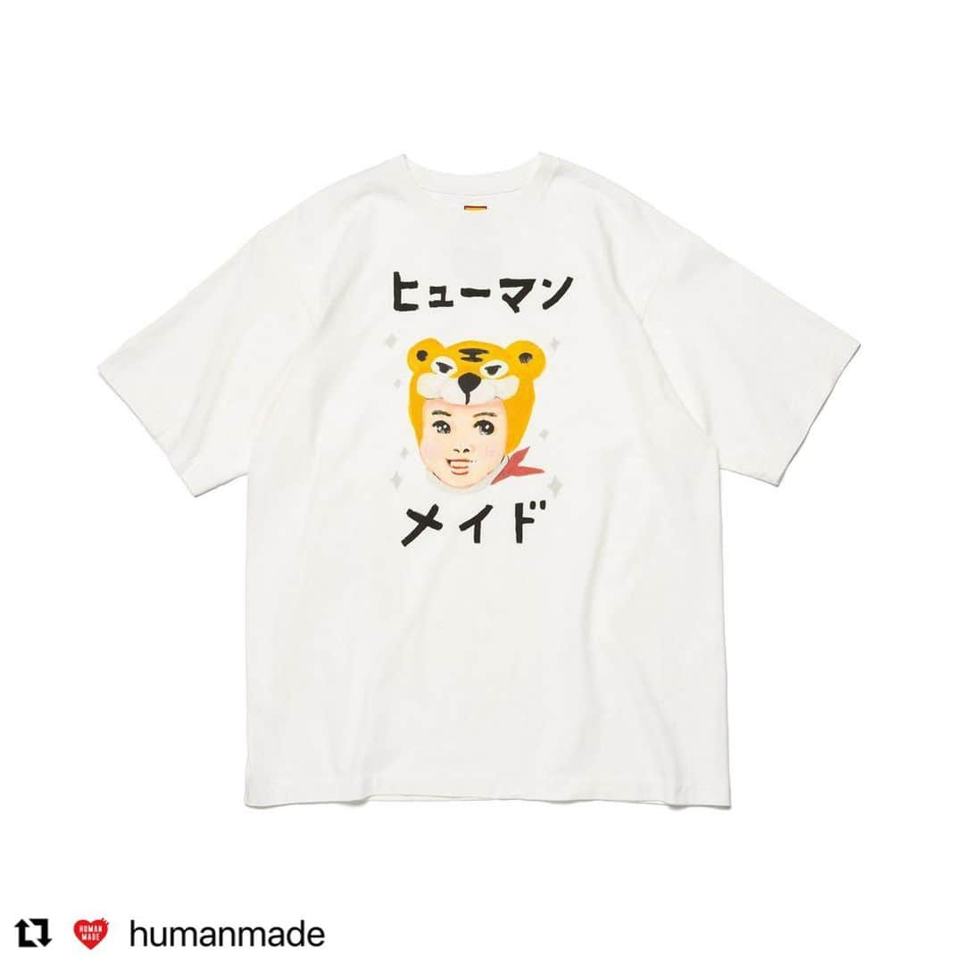 五月女ケイ子さんのインスタグラム写真 - (五月女ケイ子Instagram)「#Repost @humanmade  ・・・ HUMAN MADE x KEIKO SOOTOME Collaboration Item #8  *English follows Japanese.  5月1日（月）、HUMAN MADEとイラストレーター・五月女ケイ子（@keikosootome ）さんとのコラボレーションシリーズより、第8弾となる半袖グラフィックTシャツを発売いたします。    「KEIKO SOOTOME T-SHIRT#8」のタイトルは、”タイガーボーイ”。そのテーマは「虎少年の誕生だ。好きな食べ物は、ソフトクリームのコーン。正義の味方かもしれないし、そうじゃないかもしれないが、夢はたくさん持っている」。   「“HUMAN MADE”とは”人造”という意味ですが、そこには、人造の魅力と、人造ではないものへの敬意が同時に込められている気がしました。Tシャツに描かれているのは、未来のようでいて過去のようでもあります。その行く末をどこか遠くから見ている宇宙生命体がいるような気がします。人造と人造ではないものが共存するこの地球が、いつまでも美しく続くように、そんな願いを込めました」と語る、五月女さんらしいシュールさとレトロなタッチが特徴的なデザインとなっています。   HUMAN MADE からのラブコールにより実現した本コラボレーションシリーズは、今後も毎月1日に五月女ケイ子さんによるオリジナルグラフィックを落とし込んだ新作アイテムがリリース予定なのでぜひお楽しみに。  詳細はHUMAN MADE公式Webサイトよりご確認ください。 https://humanmade.jp/  Human Made will release the fourth item from its collaboration with illustrator Keiko Sootome (@keikosootome ) on Monday, May 1.    The eighth item from the series produced in collaboration with illustrator Keiko Sootome is based on the theme of “tiger boy”. The title of the image is “The birth of tiger boy. His favorite food is soft-serve icecream in a cone. He may or may not stand for justice, but either way, he has a tonne of dreams.”   "Humanmade carries the meaning of something artificial, and I feel that it simultaneously shows the appeal of artificial things and a respect for non-artificial things. For this T-shirt I drew something that seems to be both from the future and the past. I feel as though somewhere, there are other life forms watching us from afar. It contains my hope that our world, where artificial and non-artificial things coexist, can continue its beautiful existence,” explains Sootome, who brings the design to life with her signature retro touch and surrealism.   For more information, please go to http://humanmade.jp/」5月1日 11時04分 - keikosootome