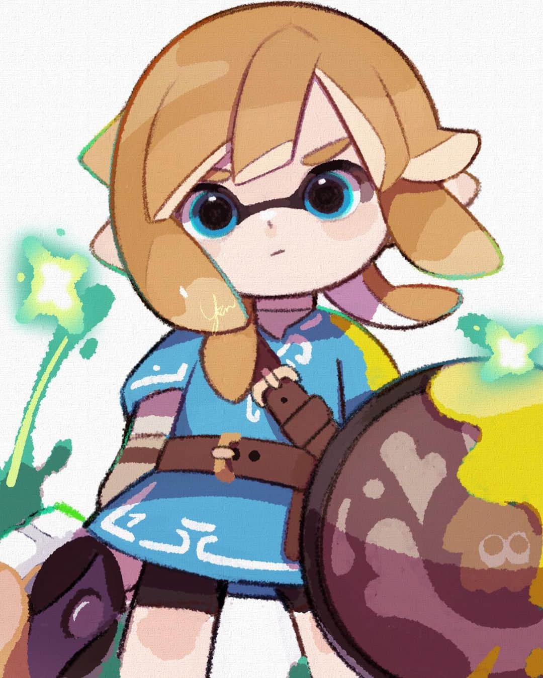ユキノシュガーのインスタグラム：「#drawing#illustration#fanart#zeldabreathofthewild#splatoon#splatoonfanart#inkling#link#nintendo#nintendoswitch」