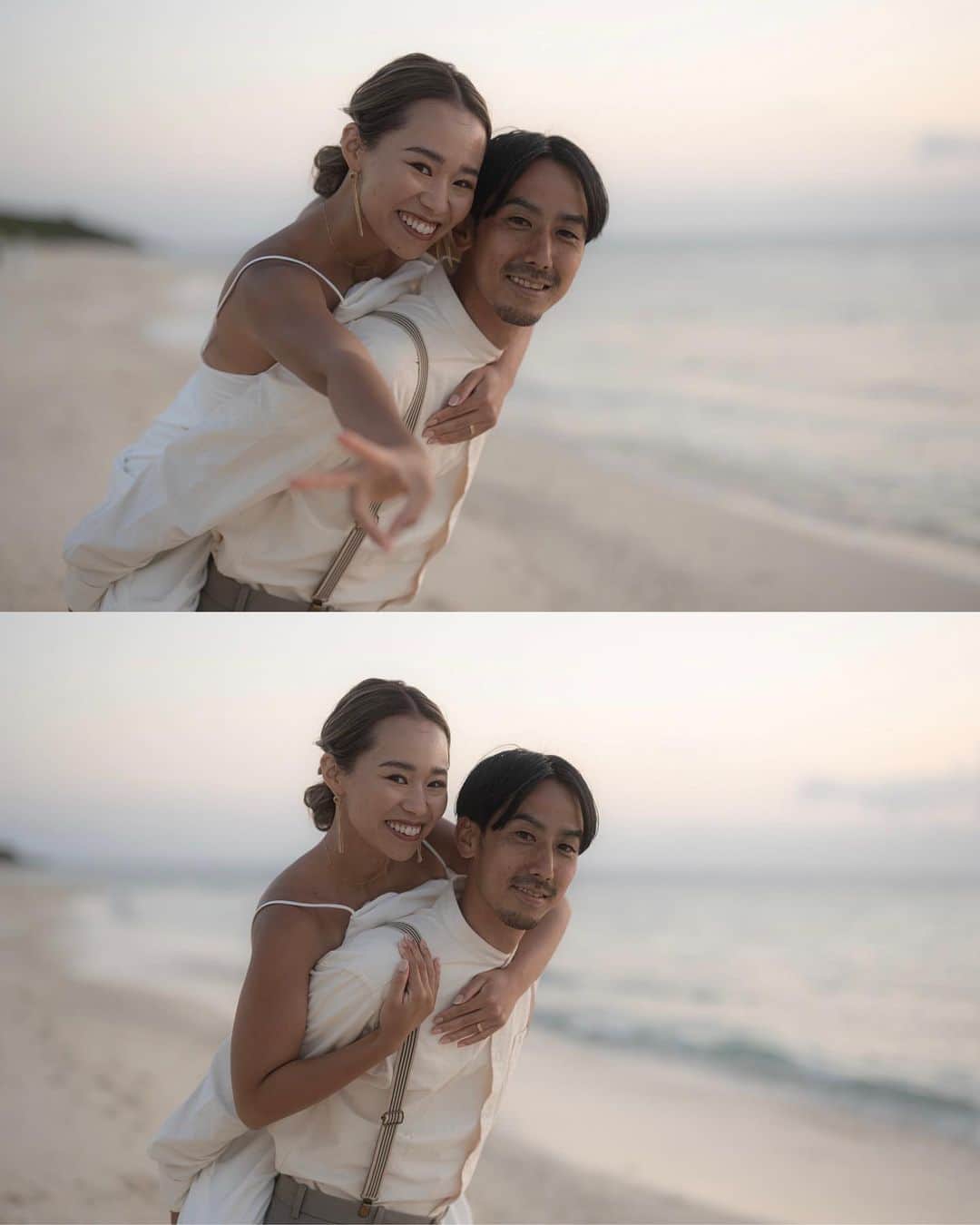 𝙼𝚒𝚑𝚘𝚛𝚊𝚊𝚊のインスタグラム：「このウェディングフォトの為に産後ダイエットをしました🤰🏽笑  妊娠中に13kgも増えて産後あと4kgが減らないまま10ヶ月が経って、 別にいーかって思ってたんだけどドレスを家で着てみたら 自分の後ろ姿に衝撃を受けて、こんなんじゃ恥ずかしい と思い撮影の3週間前からスイッチがはいった😂 (焦るのが遅い)  大好きな炭水化物を制限して普段やらないストレッチと筋トレを 続けた結果撮影の当日しっかり産前の体重に戻れました〜🫡🩵笑  ただ数字は戻ったけどたるみすぎて完璧ではなかったんだけどこんな素敵な フォトを撮れたのはカメラマンのおかげだと思う✨  大切な思い出をえびちゃんにお任せしてよかった🌿  ほんとうにありがとう🦐  #沖縄 #宮古島 #ウェディングフォト #フォトウエディング #フォトウエディング沖縄」