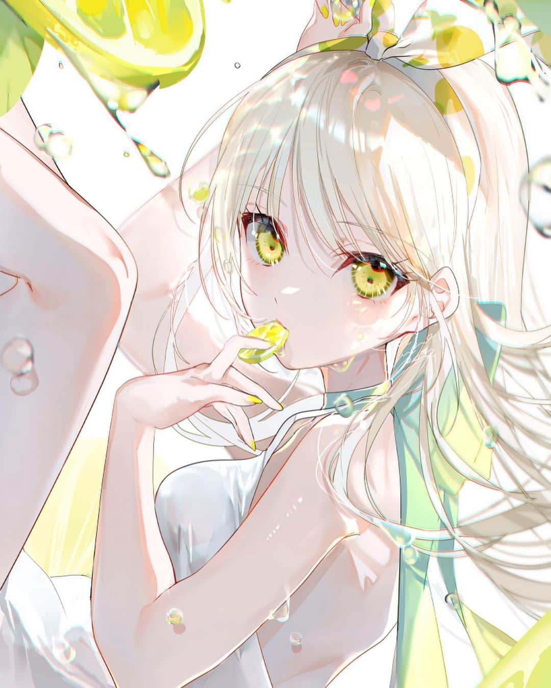 美和野らぐのインスタグラム：「Lemon tea🟨🟧 ・ ・ #miwanorag #美和野らぐ #illustration #イラスト #art #painting #draw #digitalart #color #artistoninstagram #artwork #instaart #kawaiiart #イラストグラム #lemontea #yelloweyes」