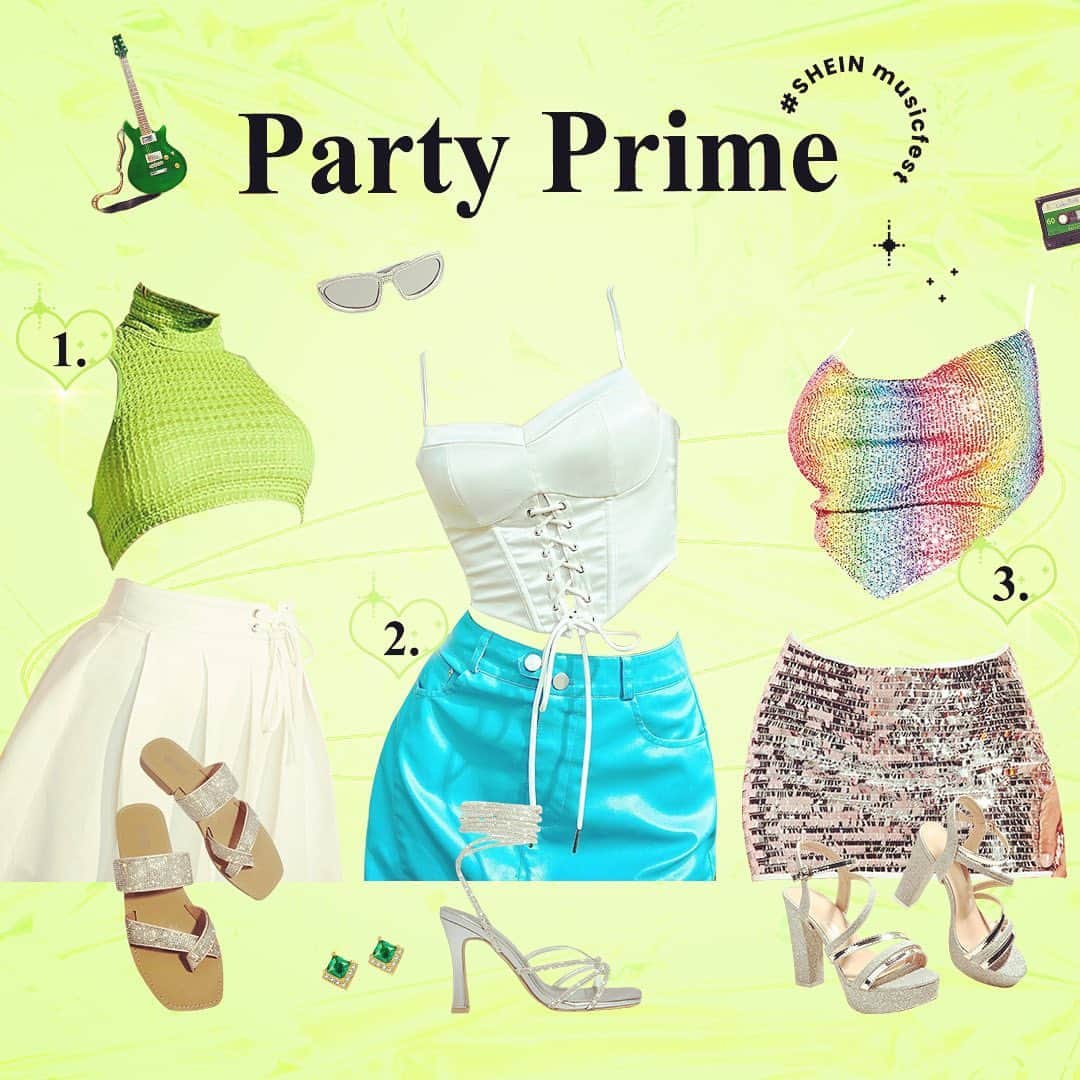 SHEINのインスタグラム：「Party Prime Style Guide: slay all day and shine all night! 🪩  🔗:https://shein.shop/6igovhd  #SHEINmusicfest」