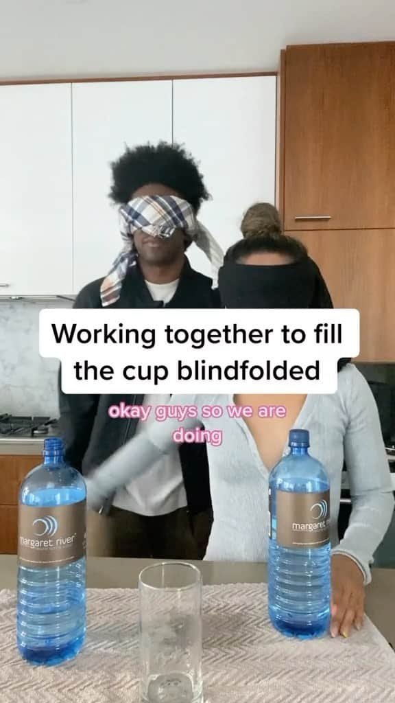 シェネルのインスタグラム：「This was our attempt at the ‘Water Cup Challenge’ but I swear he was trying to make us lose 😫  . . . #watercupchallenge #couplechallenge #waterchallenge #perthlife #funnycouple #comedyvideos #wetriedourbest」