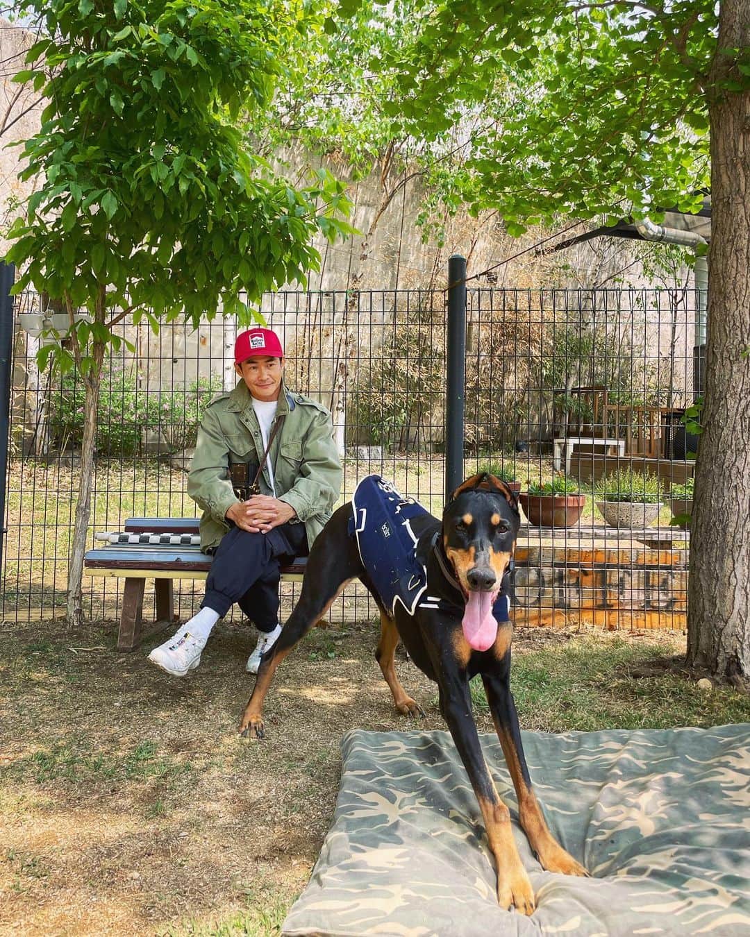 ペ・ジョンナムのインスタグラム：「아빠흐믓 ☺️☺️☺️ 이런날이 오긴오네예🐶👍🏻👏👏👏자랑스런 내딸램씨 💚💙💛 @holicare.inhee @holicare.bw_peace @kapai_story」