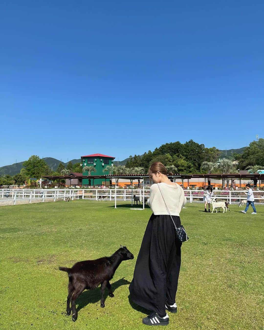 erinaさんのインスタグラム写真 - (erinaInstagram)「動物と触れ合ってきた〜♡  餌やりたのしかった🐮🐏🐖🥕」5月1日 18時50分 - e___rrina