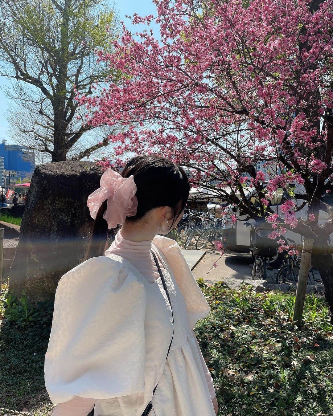 山岸理子のインスタグラム：「* 𝗠𝗮𝘆❤︎ ⁡ #tsubaki_factory #山岸理子 #お花見した4月 #お花見デート #5月のはじまり」