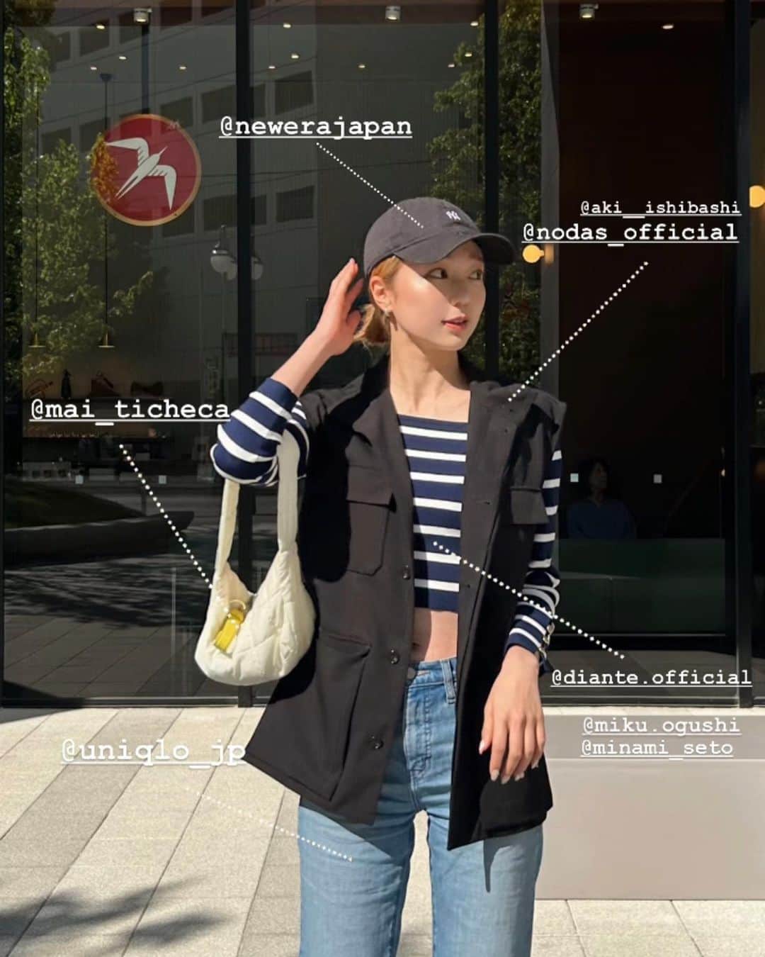 美舞のインスタグラム：「. . 大好きな友達ブランドコーデ🤝❤️ 私の周りには可愛いを提供してくれる、 天才達がいます(*˘︶˘*).｡.:*！！ .  @mai_ticheca  @aki__ishibashi  @minami_seto  @miku.ogushi  . #私服　#高身長コーデ　#福岡　#fukuoka #fashion #デニムコーデ　#ニューエラ #ニューエラキャップ」