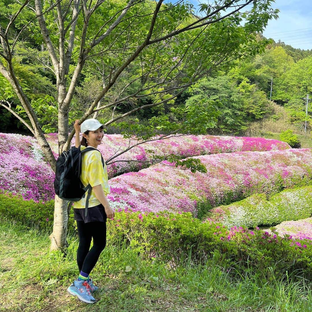 あだち理絵子さんのインスタグラム写真 - (あだち理絵子Instagram)「#なるかわ園地   残り写真  携帯スタンドに立てて 動画撮って2人並んでからの同じポーズ笑える🤣  連休、いっぱいだろうなぁ  らくらくセンターさんの駐車場 がいっぱいかもだね。  #瓢箪山駅　からも1時間で歩けるみたいよ  #子連れハイキング　も🆗  帰りは #客坊谷ハイキングコース  を  ダダってかけおりた。  ファミサポさん間に合わせなくっちゃ。  ほんとはもうちょっと歩きたかったなぁ。  しかし、 ここは市内から30分のとこに いろんなハイク道があるから 時間がフルにない時でも使えるねー。  いやいや #ツツジロール　想像以上に良かった。  私は 下から眺めた  #ツツジの壁　の方が断然好き❤️  #ツツジ#躑躅#ツツジとサツキ の違い #生駒山 #ハイキング女子 #山ガール　？ #山レディ　#アラフィフ #歳とると花の写真撮りがち  #アラフィフ女子」5月2日 6時55分 - adachi.rieko