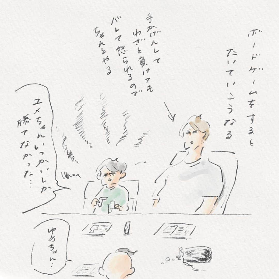 横峰沙弥香さんのインスタグラム写真 - (横峰沙弥香Instagram)「妹をフォローするために私の年齢を雑に繰り上げるまめ🤣私はえらいから全ての言葉を飲み込んだ  手加減した大人に勝っても面白くないというゆめこの気持ちもよーくわかります☺️  #まめちゃん #ゆめこ #絵日記 #イラスト #procreateapp #ipadpro #applepencil   まだまだ長時間外を出歩く体力がなく ボードゲームばかりやっていたらどんどん増えました #ウボンゴ はパズル的な発想と暗算で頭を使うので40歳の脳にも良い刺激です。我が家で一番のヒット ゆめこが無双するのは#ドブル  #犯人は踊る の心理戦もなかなか上手くなって来ました #ぴっぐテン は頭でパパっと足し算をする練習になる #ウイングスパン は正直まだ難しすぎますが良くできた素晴らしいゲームです。絶対やりこなしてみせる😆  病気きっかけではありましたがボードゲームなら全員で長く遊べるので親子の時間がかなり長く取れるようになって嬉しい。 こうやって親が一緒に遊ぶとまめもゆめこもYouTubeやデジタルゲームには見向きもしない……そんなことにハッとしたり😳」5月2日 7時31分 - sayakayokomine