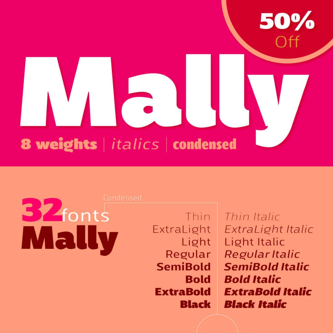 myfontsのインスタグラム：「A contemporary design characterized by its excellent readability even in the smallest sizes. Meet the wonderful Mally by Sea Types on MyFonts 🌟」