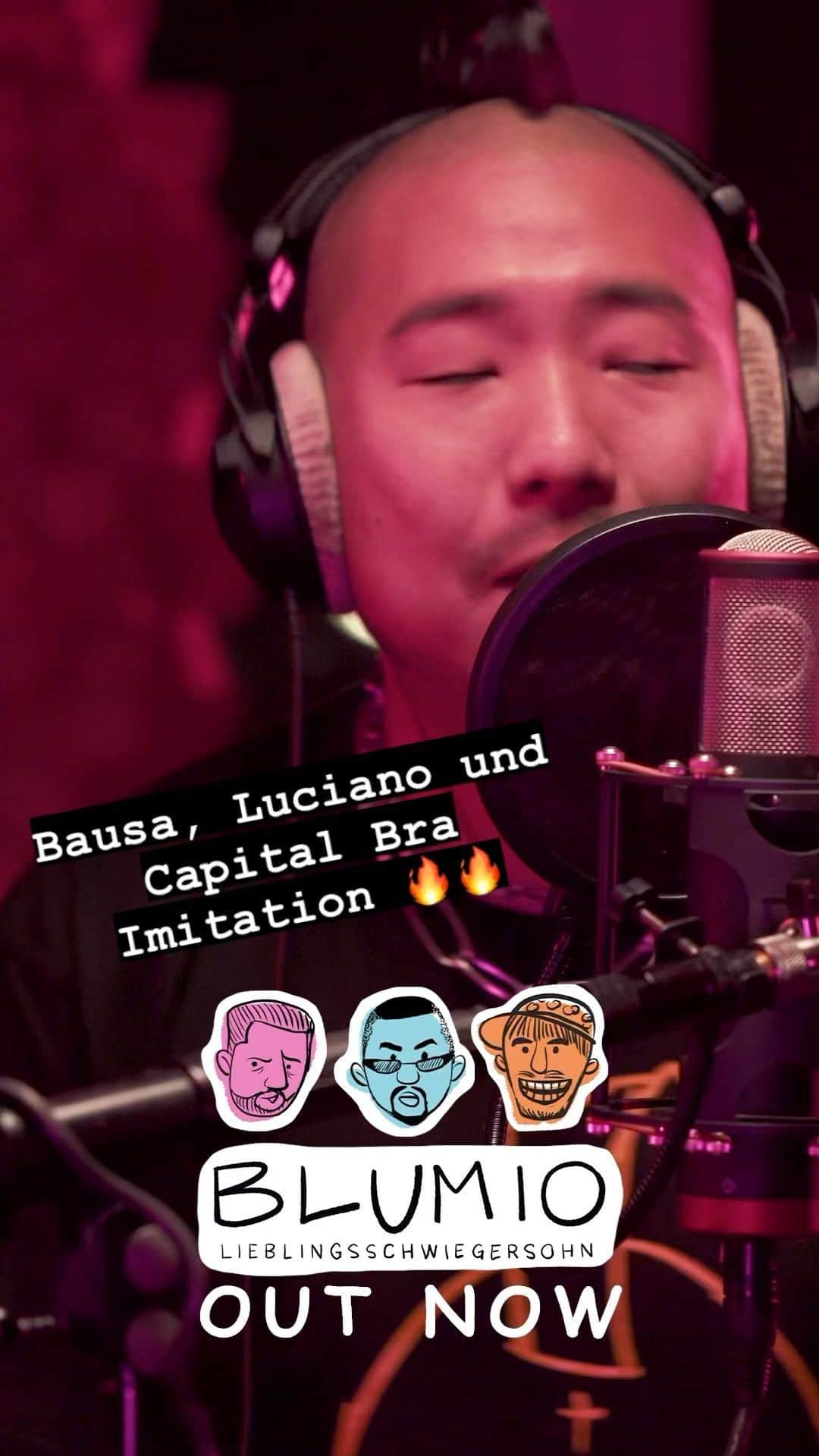 Blumio（ブルーミオ）のインスタグラム：「Bausa, Luciano und Capital Bra Imitation 🤯🤯  Blumio - Lieblingsschwiegersohn  🔥🔥OUT NOW🔥🔥  Link in meiner Bio  #capitalbra #bausa #luciano」