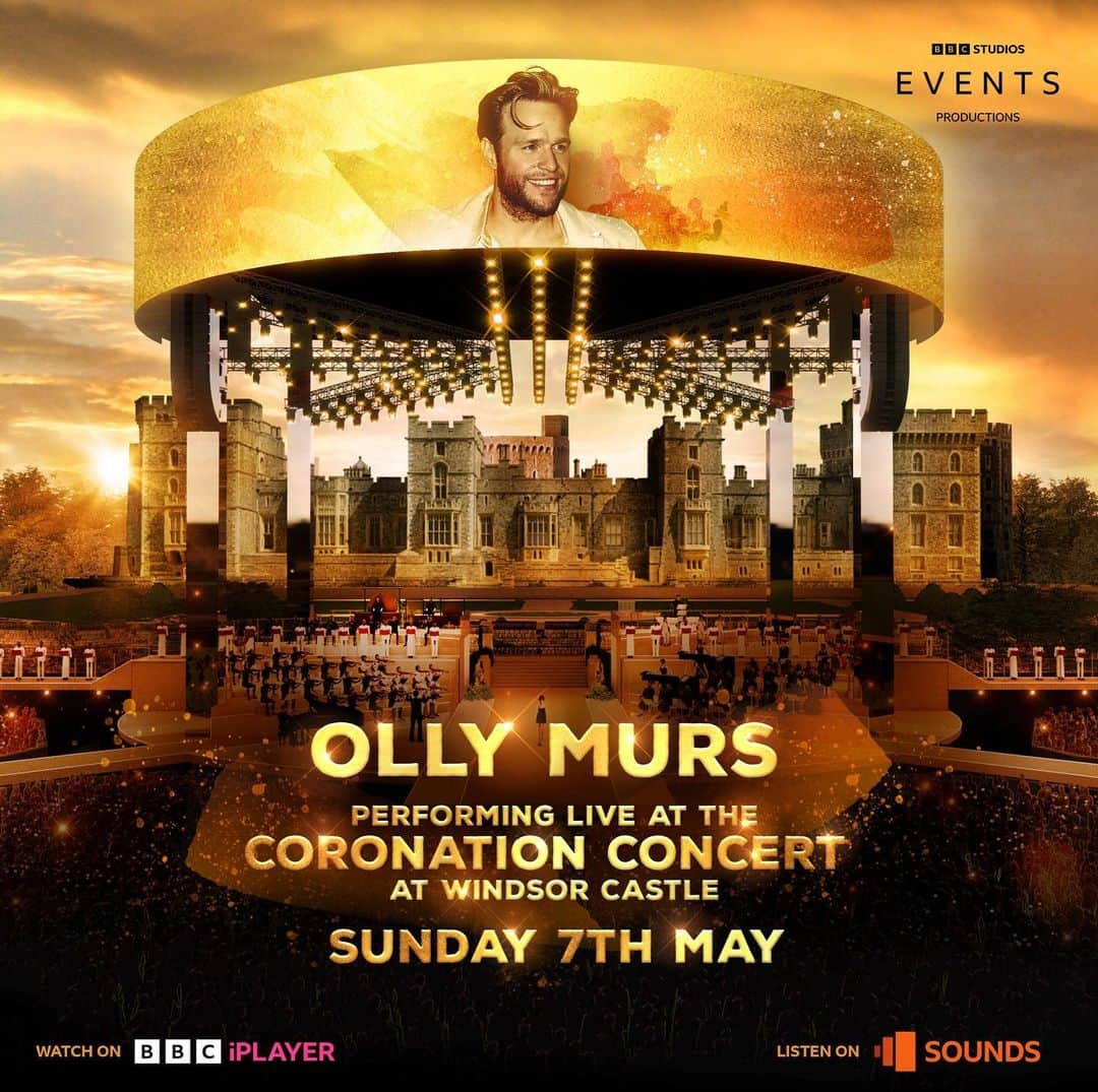 オリー・マーズのインスタグラム：「I hope the royals have there dancing shoes on Sunday 😝👌🏻 wow I am Truly honoured to be performing at this historic event in front of our New King #CoronationOnTheBBC don’t miss it on BBC THIS SUNDAY 7th MAY 👑💂‍♀️🇬🇧」