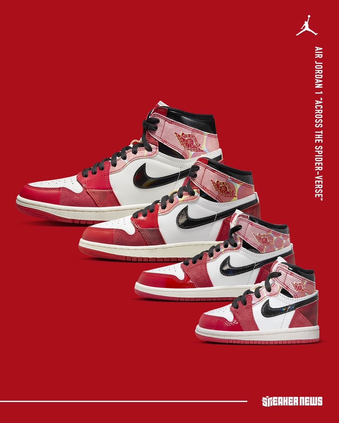 Sneaker Newsさんのインスタグラム写真 - (Sneaker NewsInstagram)「OFFICIAL IMAGES: Air Jordan 1 "Across The Spider-Verse" 🕷️⁠ Release Date: May 20th, 2023 (Full Family Sizes) 👨‍👩‍👧‍👦⁠ LINK IN BIO for full details.」5月2日 2時31分 - sneakernews