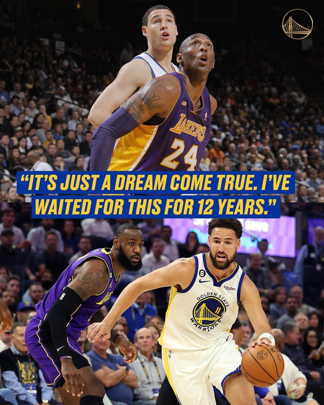 ゴールデンステート・ウォリアーズのインスタグラム：「Klay grew up going to Lakers games with his dad in DTLA.  Tomorrow, he’ll face off against his hometown team in the NBA Playoffs.」