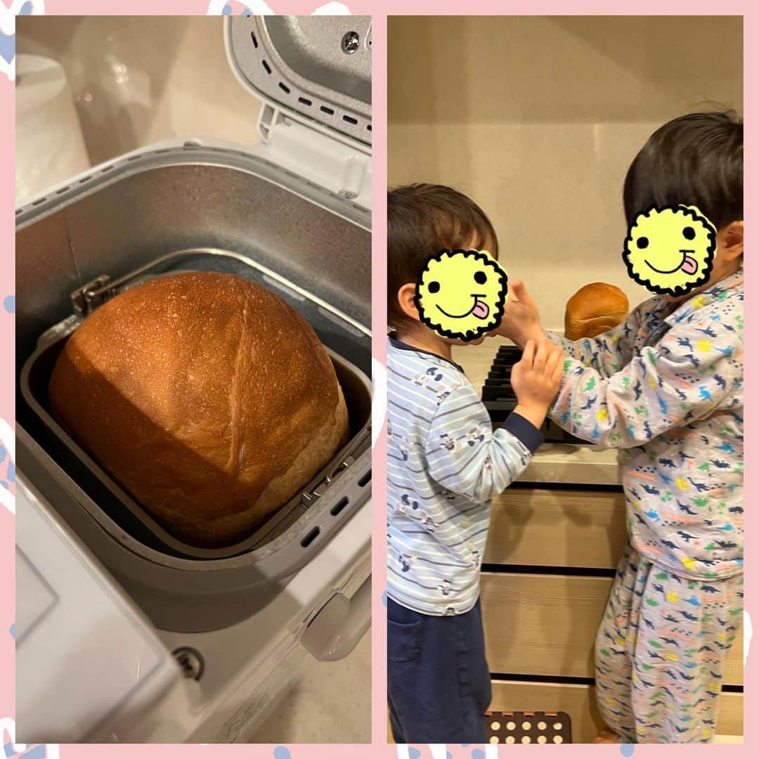 小倉優子さんのインスタグラム写真 - (小倉優子Instagram)「一週間カップケーキを焼き続けたので、 今日はホームベーカリーの食パンにしてみました😊✨  朝起きたらパンの焼ける香りがして キッチンに来た子供達💓  さぁ 今日も一日頑張りましょう☀️」5月2日 8時35分 - ogura_yuko_0826