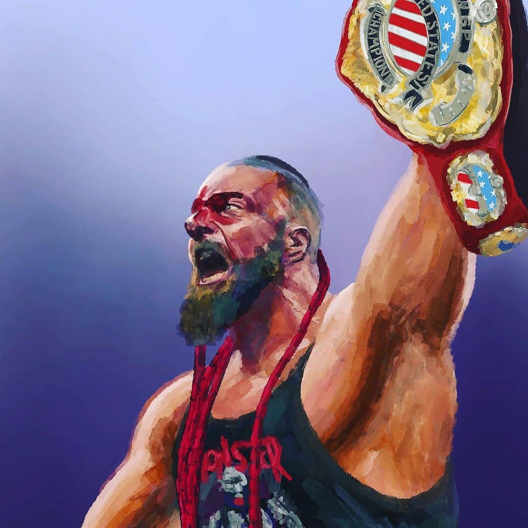 のインスタグラム：「What was will be again! @njpw1972 @njpw_global #ustitle   #fanart #murderhawkmonster #lancearcher #njpwuschampionship #aew #njpw」