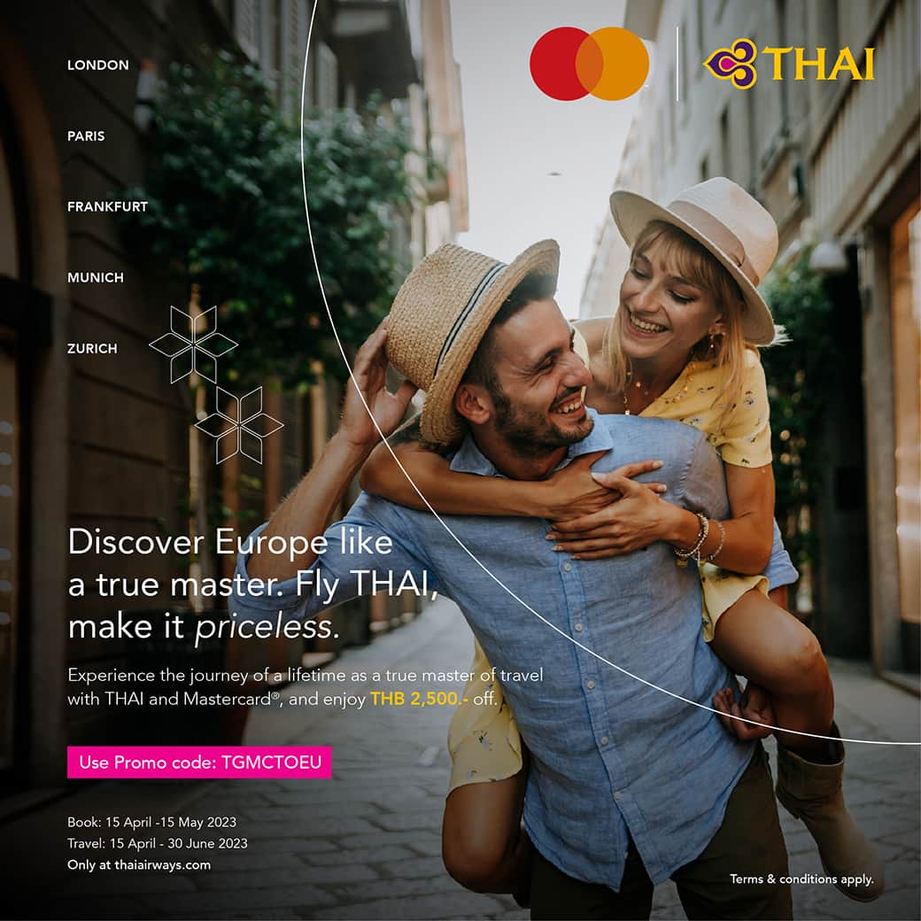 タイ航空さんのインスタグラム写真 - (タイ航空Instagram)「Fly direct to Europe with Thai Airways and get a discount of 2,500 baht (with a 30 kg. baggage allowance!) Simply purchase your ticket through thaiairways.com and pay with any type of Mastercard.   Let's discover Europe this season, with a warm climate, blooming flowers, and many festivals. Apply “TGMCTOEU” and pay with your Mastercard. Book now – 15 May 2023 👉🏻 thaiairways.com or a link in our bio Travel period: Now - 31 June 2023  *Terms and conditions apply  —————————  Let’s discover Europe! ใครกำลังสนใจจะบินไปเที่ยวยุโรป เพียงซื้อบัตรโดยสารการบินไทยผ่านเว็บไซต์ thaiairways.com และชำระค่าบัตรโดยสารด้วยบัตรเครดิตมาสเตอร์การ์ดทุกประเภท รับเลยส่วนลด 2,500 บาท พร้อมน้ำหนักกระเป๋า 30 กิโลกรัม!  ช่วงนี้เป็นช่วงฤดูใบไม้ผลิ หนึ่งในช่วงไฮซีซั่นที่ดึงดูดนักท่องเที่ยวมากที่สุดในรอบปี ดอกไม้บานสะพรั่ง แสงแดดอบอุ่น และอากาศสบายๆ มีงานเทศกาลต่างๆ มากมาย   ไม่ว่าจะบินตรงสู่ลอนดอน ปารีส แฟรงก์เฟิร์ต มิวนิก และซูริก เพียงระบุรหัสโปรโมชัน “TGMCTOEU” และจ่ายด้วยบัตร Mastercard รับส่วนลด 2,500 บาทได้เลย สำรองที่นั่งได้ที่ 👉🏻 thaiairways.com ตั้งแต่วันนี้ - 15 พฤษภาคม 2566  สำหรับเดินทางตั้งแต่ วันนี้ - 30 มิถุนายน 2566 *เงื่อนไขเป็นไปตามที่บริษัทฯ กำหนด  —————————  #การบินไทย #รักคุณเท่าฟ้า #มาสเตอร์การ์ด #โปรโมชัน #ยุโรป #ลอนดอน #ปารีส #แฟรงก์เฟิร์ต #มิวนิก #ซูริก #ThaiAirways #MasterCard #SmoothAsSilk #iFlyTHAI #MagicalJourney #THAIxMastercard #Europe #London #Paris #Frankfurt #Munich #Zurich」5月2日 17時35分 - thaiairways