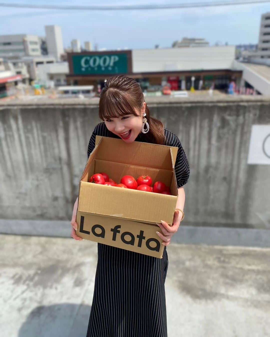 石田亜佑美さんのインスタグラム写真 - (石田亜佑美Instagram)「@lafatafarm      あらあらかしこで取材にお邪魔し、 あまりの美味しさに、 これライブ後食べられたら幸せだなー！って、 一言漏らしたら、 宮城公演の日に差し入れ頂いたトマト😭💙   育てるのも収穫も手作業で、 1日の収穫量には限界があるのにこんなにたくさん、 本当に嬉しかったです……！   目の前で食べてくれた人みんな、 味の濃さに感動した顔してて、 なんだか私も誇らしかったなぁ🤤🍅笑     直売所での販売数も限られているので、 買えるかは本当にタイミングなのですが…… こんなトマトが宮城に！ってこと、 皆さんに知っていただけて嬉しかったです！ 私も嬉しい出会いだったー！     ラ・ファータさん、 ありがとうございました🤤🍅   #ラファータ #lafata #トマト #糖度10度超えるのよ #地元自慢 #morningmusume23 #モーニング娘23 #石田亜佑美」5月2日 18時02分 - ayumi_ishida.official