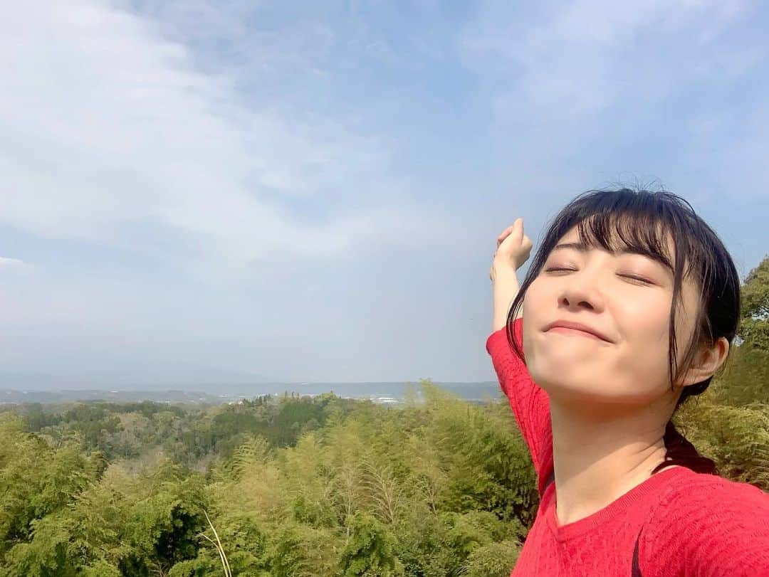 久保井朝美さんのインスタグラム写真 - (久保井朝美Instagram)「＼日本最強の城・都於郡城／ NHK「日本最強の城スペシャル」 ご覧いただいたみなさま ありがとうございます📺  最強の城に選ばれた 宮崎県の都於郡城🏆  初めて聞いた方も多いのでは？  都於郡=とのこおり と読みます。  土地の特性を生かしていて 本州では見られない 九州南部ならではのお城❤️  歩きやすく登山用の装備は不要！ 街歩きのスニーカーでOK👟 家族旅行にもおすすめです🏯  【親子de城めぐりポイント】 📸お堀の中からショット 📸お堀の上からショット 💡深いお堀はなぜできた？  宮崎県西都市にある山城で 南北朝時代の1300年代に 伊東氏が築城した中世のお城🏯  標高は100メートルほど。  本丸、二ノ丸、三ノ丸 奥ノ城、西ノ城 5つの曲輪があります。  それぞれの曲輪を隔てる 深ーーーい空堀が特徴の 土のお城です✨  空堀（からぼり）は 水がないお堀です。  写真3、4枚目はお堀の中📸 両側には急な壁！  家やビルなど 現代的なものは 何も見えません😳  鳥のさえずりが聞こえ 足元には野花が咲き 自然を堪能できます🌳  現代目線では最高ですが 当時の攻める側になると めちゃくちゃ怖いです😨  いつ上から攻撃されるか ドキドキドキドキ💦  写真で見る以上に急で お堀を登るのは無理そうです。  一方、写真5枚目は 城主の気持ちになって 「気持ち良ーーーーい」  現在、曲輪の上は 広場のようになっています。  ピクニックしたい空間です😋 私はここでお茶を飲み お菓子を食べて一息つきました🍫  写真7枚目はお堀の上📸 本丸からの眺めです。  写真8枚目は お堀の上シリーズその2✌️  三ノ丸から 下を見下ろしました。  攻めてくる敵が丸見えです😎 急峻さを実感します！  ＜親子de考えよう！お城クイズ💡＞ 「深いお堀はなぜできた？」  正解は 「シラス台地を活用している」  九州南部に分布するシラス台地は 火山が噴火したときの 噴出物が積もってできています🌋  特徴の1つは 切岸を築きやすいこと。  切岸（きりぎし）とは 斜面の土を垂直に近い角度で削って 断崖絶壁とした防御施設です。  切岸によって 深いお堀ができるので 石垣の必要がありません🪨  土地の特徴をうまく生かしたお城が 現代まで残っていることに感謝😍  ちなみにトイレは複数あって綺麗！ 安心して長居できます🚽 これはポイント高い👍  写真10枚目の像は 伊東マンショ（満所）です。  戦国時代に都於郡城で生まれ、 13歳のときに 天正遣欧少年使節団としてローマへ⚓️ ローマ法王に謁見しました。  ヨーロッパの文化や 印刷機、楽器などを日本に持ち帰り 司祭として活動した人物です。  ⁡#久保井朝美の異次元の城めぐり #推し城 #お城 #城 #お城めぐり #家族旅行 #女子旅計画  #都於郡城 #浮船城 #山城 #宮崎県西都市 #japanesecastle  #久保井朝美 #お城好きな人と繋がりたい #日本史⁡」5月2日 20時49分 - asami_k920