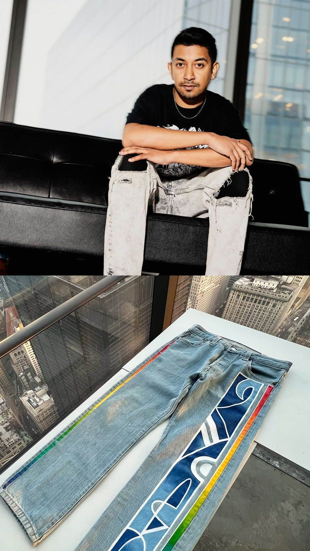 Levi’sのインスタグラム：「Born in Benghazi, Libya, and raised in New York City, @zeehanwazed’s paintings and large-scale murals depict the convergence of his unique experience as a Bangladeshi American New Yorker and the communal trials and bounty of the immigrant experience.  “I don’t want to be identified as a minority artist or an outsider. I come from this graffiti mindset where I didn’t even want people to even know who was doing it.”」