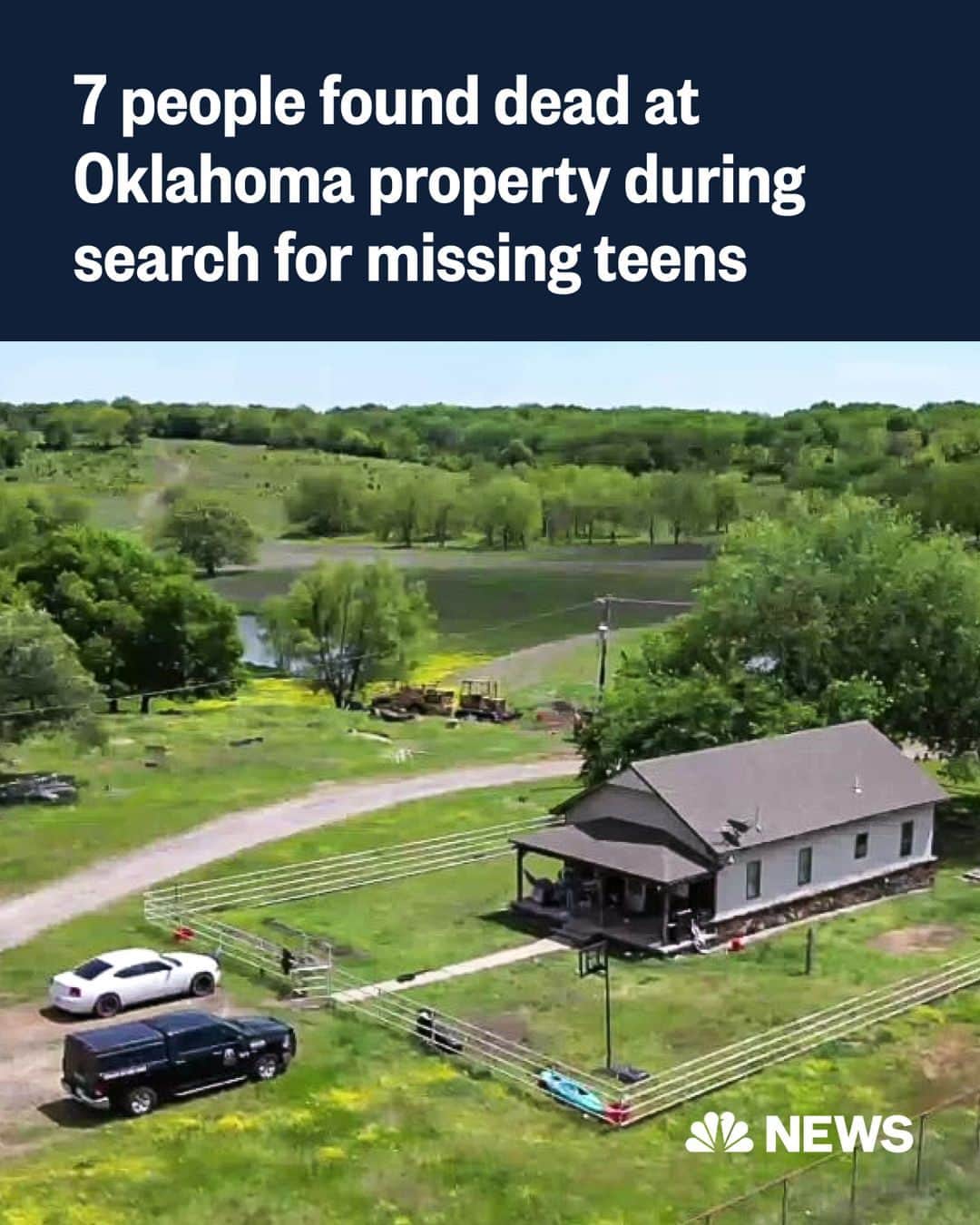 NBC Newsさんのインスタグラム写真 - (NBC NewsInstagram)「Authorities found the bodies of seven people, including at least two teen girls, on a rural property in Oklahoma on Monday.  One of the bodies appeared to be that of 39-year-old Jesse McFadden, whom a judge issued a bench warrant for after he failed to appear in court on charges of child pornography and soliciting sexual conduct/communication with a minor.  The Oklahoma Highway Patrol had circulated a missing person advisory listing McFadden and two teenage girls earlier Monday. McFadden served nearly 17 years in prison after he was convicted of first-degree rape in 2003, state records show.  Authorities decline to say how many of the victims were juveniles, how they died or how long they had been at the property.」5月3日 0時15分 - nbcnews