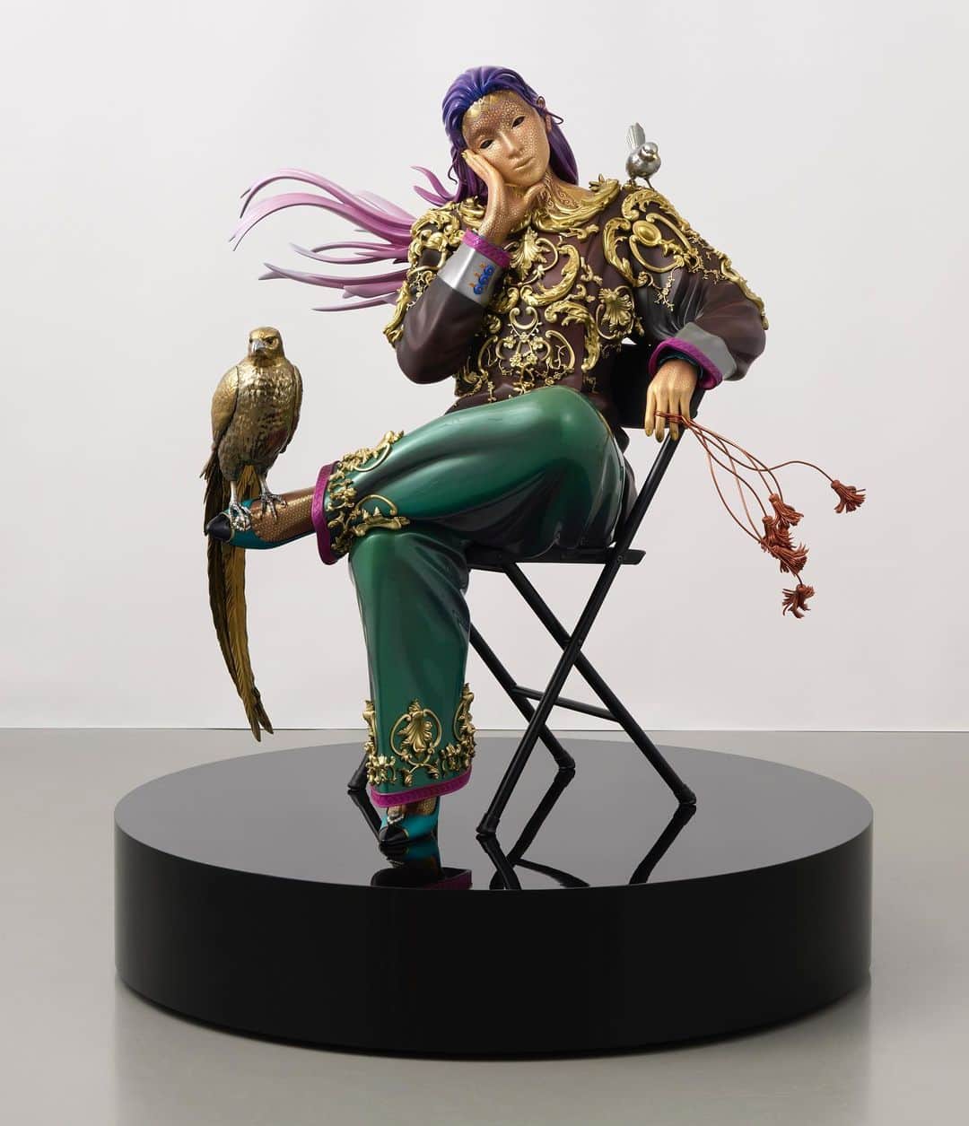 松山智一のインスタグラム：「“This Is What It Feels Like”, 2023 FRP, wood, steel, epoxy, polyurethane, acrylic, plastic, and gold / platinum leaf manual application (kirikane - 截金)  Current on view @alminerech gallery, London」