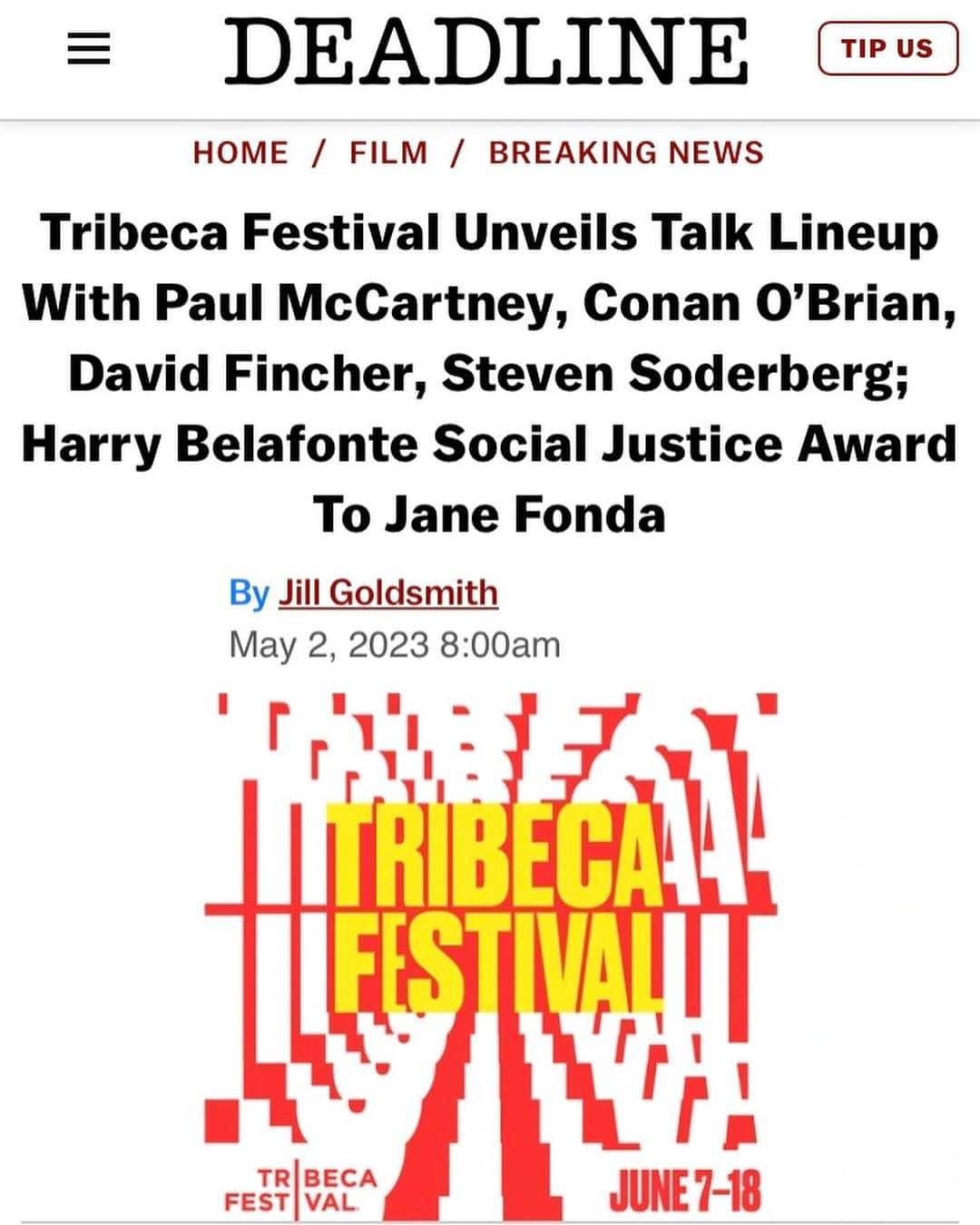 ケイティ・ホームズのインスタグラム：「I am very excited to be a part of the Tribeca directors series this year @tribeca film festival. My favorite place to learn and be inspired by so many incredible filmmakers ❤️ thank you @janetribeca and @pattyjenkins」