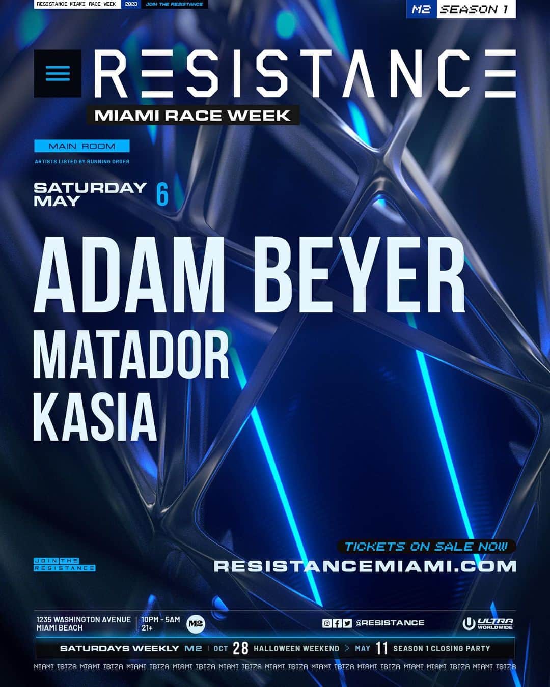 Ultra Music Festivalさんのインスタグラム写真 - (Ultra Music FestivalInstagram)「We're bringing the craziness from MMW back during Miami Race Week... The @RESISTANCE Miami Club Residency at M2 returns this weekend with a slew of heavyweight lineups! Who’s joining us for the ride? 🏎️💨  Tickets on sale now ➡️ http://resistancemiami.com/tickets  Table Reservations ➡️ resistancemiami.com/tables  Fri. May 5 - Get Real (@officialgreenvelvet B2B @vonstroke), @artdepartmentofficial (Jonny White B2B @kenny.glasgow.73), @rafabarriosdj B2B @technasiaofficial   Sat. May 6 - @realadambeyer, @matador_official, @kasia.music_  Sun. May 7 - @charlottedewittemusic @samaabdulhadiofficial, @carlolio」5月3日 0時59分 - ultra