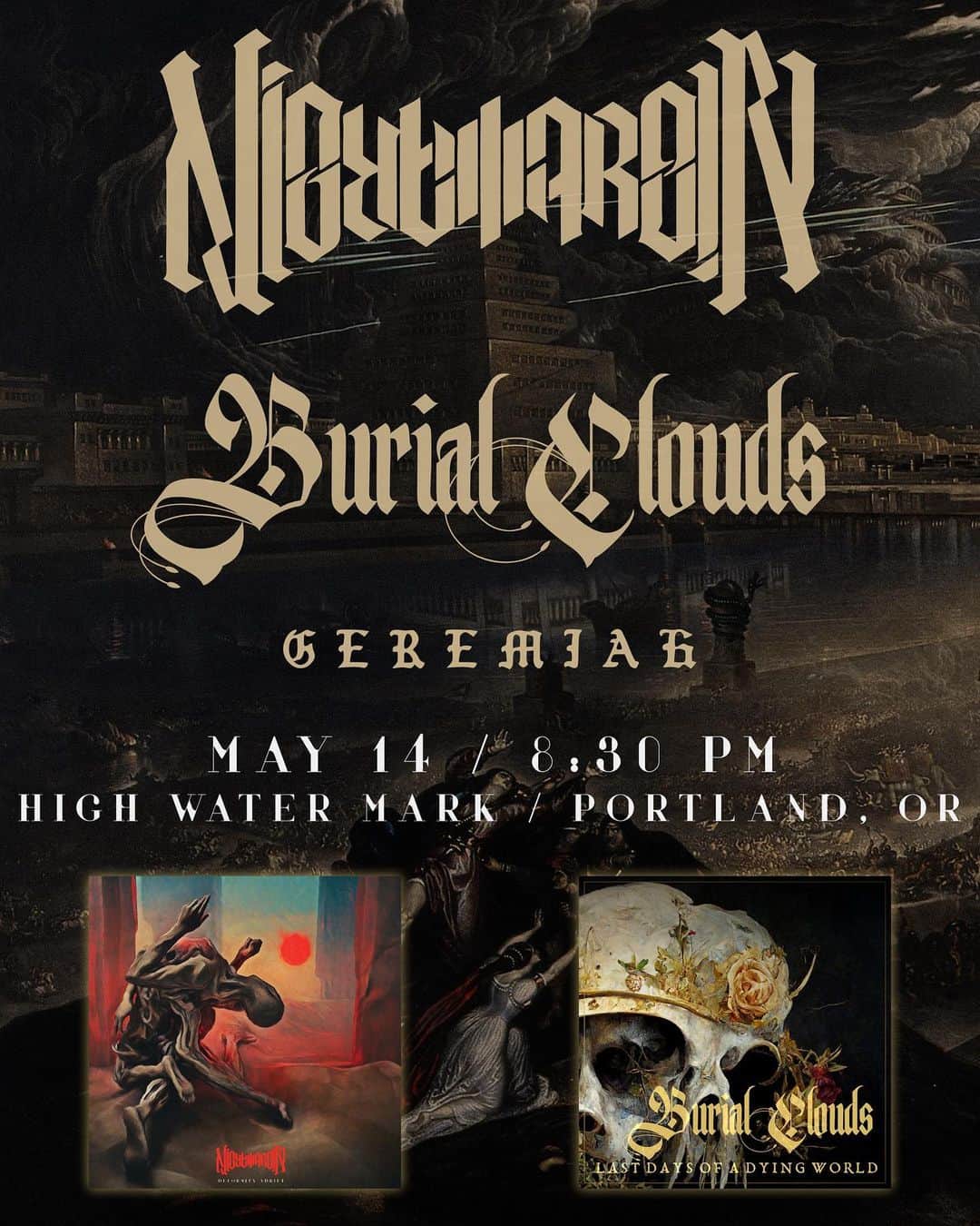 のインスタグラム：「Newsflash: We got two 'Deformity Adrift' PNW release shows coming up quick and teamed up with the incredible @burial_clouds for both, who are also celebrating the release of their newest record!  MAY 14 HIGH WATER MARK PORTLAND, OR w/ @geremiah.band DOORS: 8:30 PM  MAY 15 SUBSTATION SEATTLE, WA w/ @vulnere_ DOORS: 7:30 PM  Ticket links for both in our IG stories. We also have more shows and tours in the works, so keep your eyes peeled...」