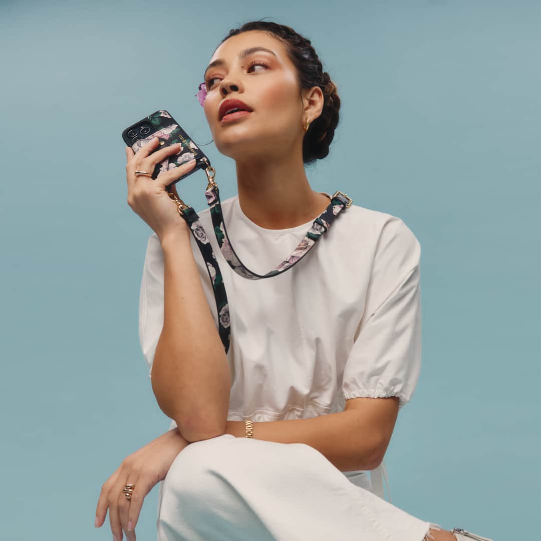 Ceci Johnsonのインスタグラム：「There's something special dropping tomorrow from @BandolierStyle and us. 👀 ✨   Be the first to know... link in bio. 💌   #cecinewyork #bandolierstyle #cecixbandolier #luxuryiphonecase #floraliphonecase #handpaintedflorals #springiphonecase #springphoneaccessory #techluxury」