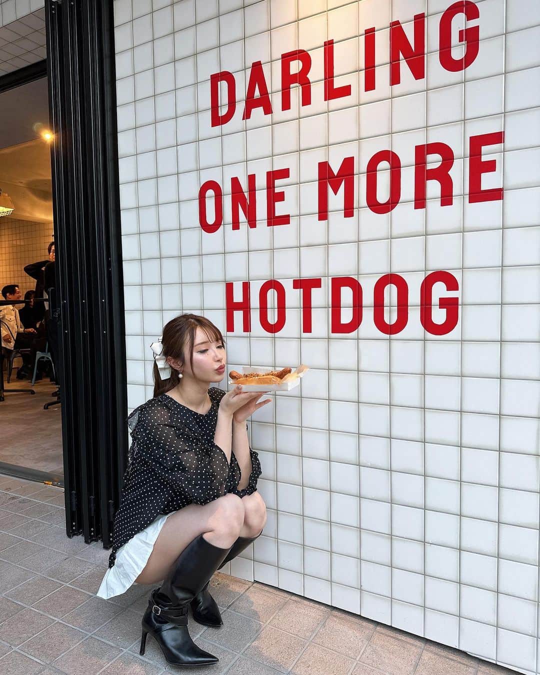海里のインスタグラム：「表参道ホットドック♡美味しい〜🥰🫶 @dom.hotdog」