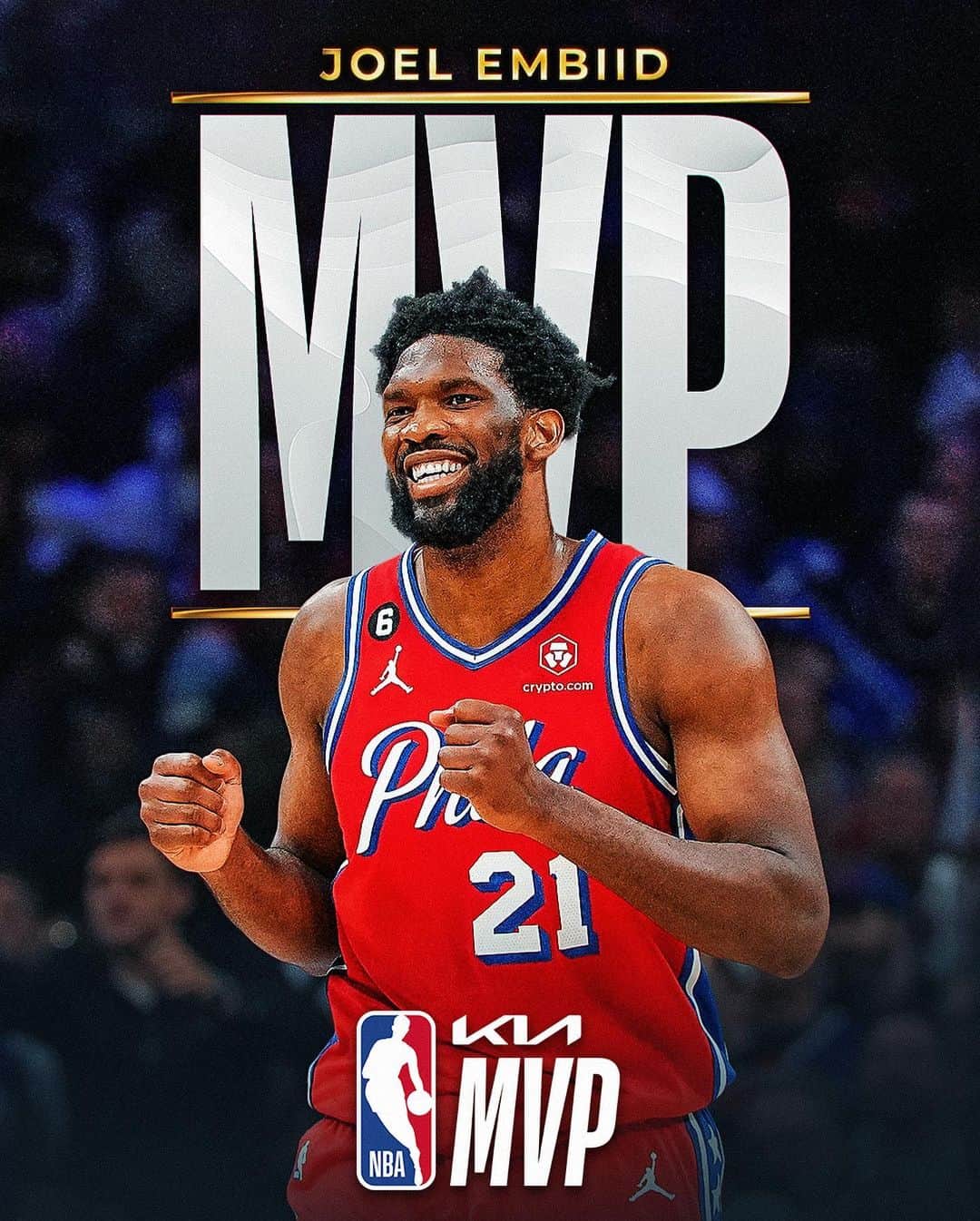 のインスタグラム：「@joelembiid of the @sixers named 2022-23 Kia NBA Most Valuable Player!   #KiaMVP • #NBAAwards」