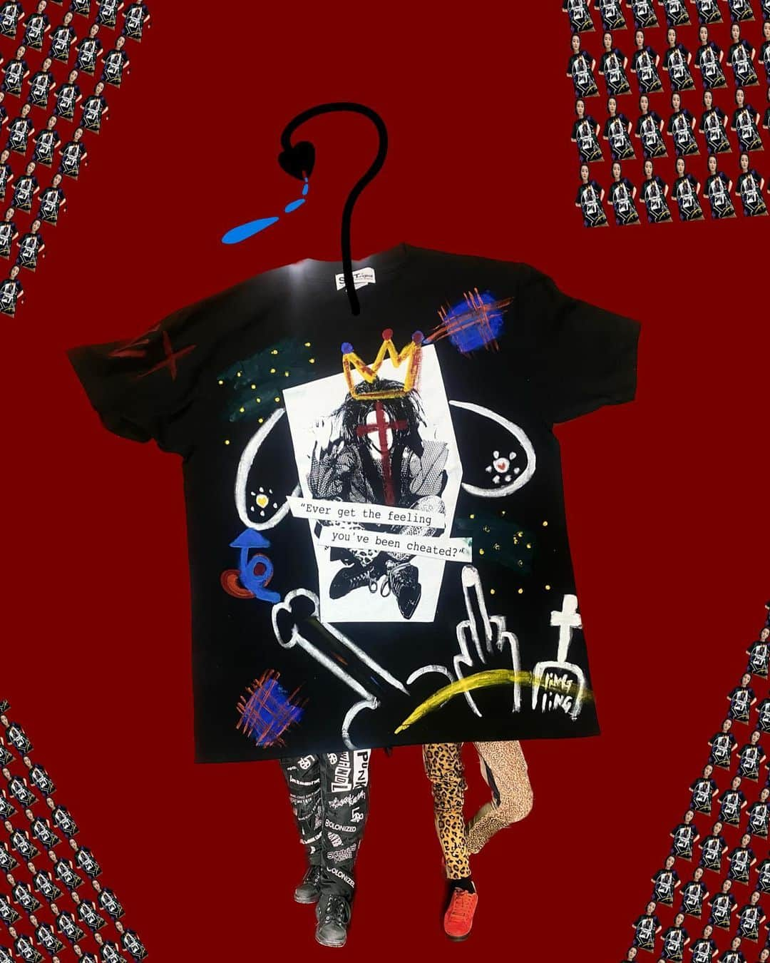 リンリンのインスタグラム：「【NOT FOR SALE】 My paint Tshirt $🪦🪦🪦 $👽👽👽」