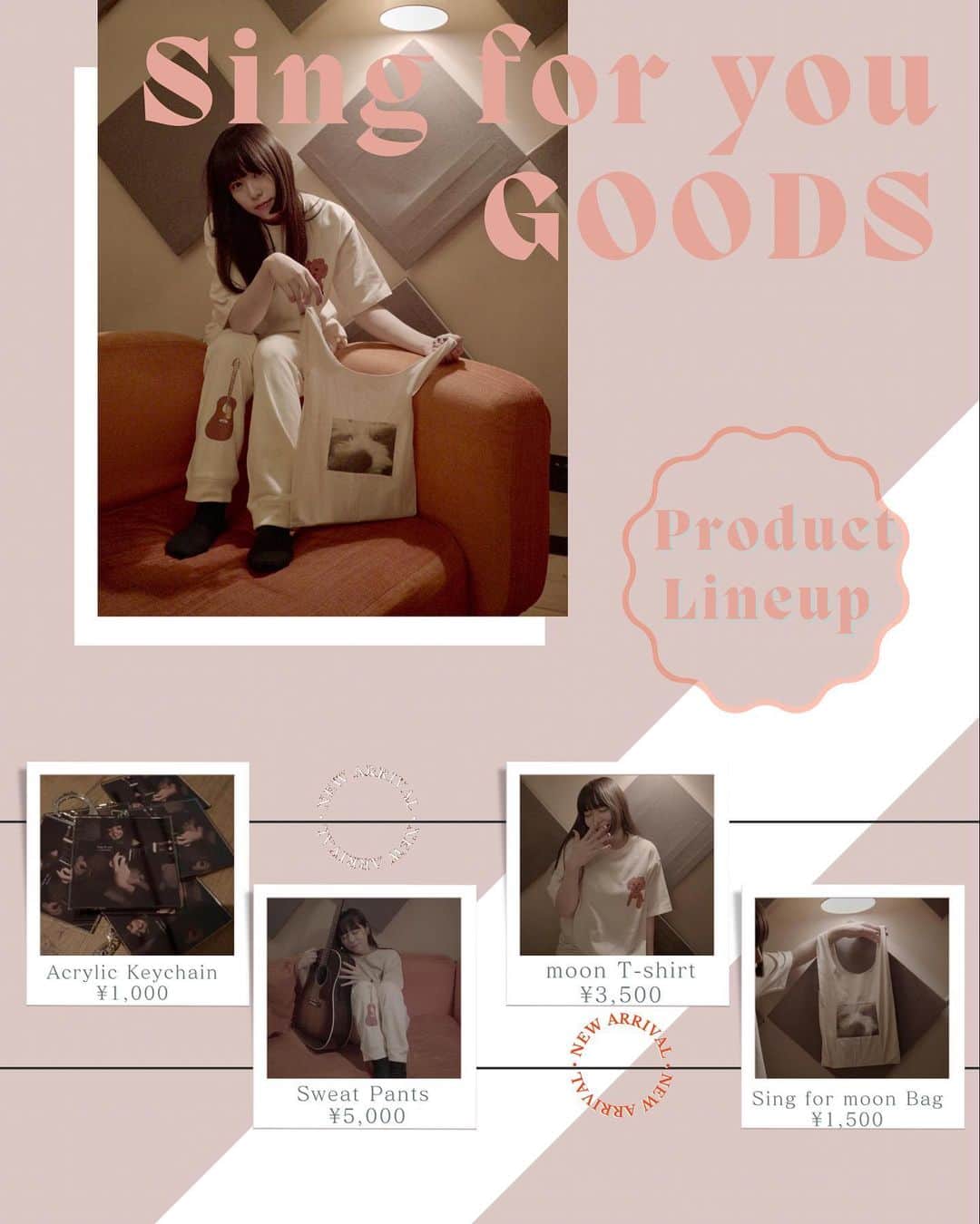 みゆなのインスタグラム：「🐶  "Sing for you" 会場限定盤＆NEW GOODSが本日仙台公演より販売START🌟  ぜひCHECKしてください♪  #singforyou #music #guitar #acoustic #moon   staff」