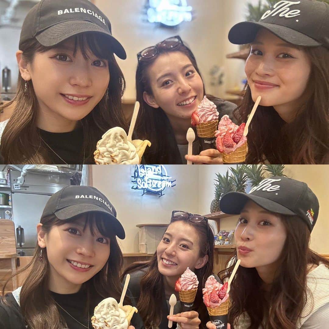 宮原華音さんのインスタグラム写真 - (宮原華音Instagram)「凛さんとりんさんと アイス食べた日🍨  大好きなイチゴ乗ってて アイスもしっかりイチゴの味して さいこうすぎました🤩  プライベートでも遊んでくれて お揃いのもの買ったり こんなに優しくて面白くて 素敵な先輩たちが大好きです🩷💛 いつもありがとうございます😙  @island_softcream #まるごとソフト #自由が丘スイーツ #新感覚ソフトクリーム #フードロス削減 #自由が丘テイクアウト #東横線スイーツ #IslandSoftcream #自由が丘カフェ」5月3日 21時35分 - miyahara_kanon