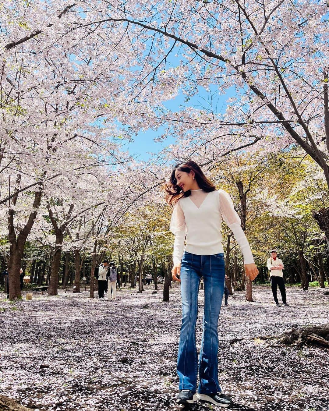 中野怜美のインスタグラム：「Walking everyday for a healthy recovery🌸 8年ぶりに日本で春を過ごしています。東京の桜は間に合わず見れませんでしたが、北海道は今桜が綺麗です💓桜が見れて幸せ。  #桜 #春 #sakura #cherryblossom #spring」